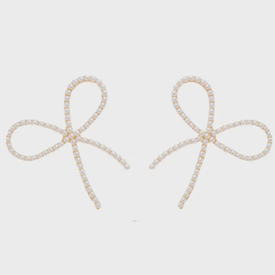 Pearl Statement Bow Earring