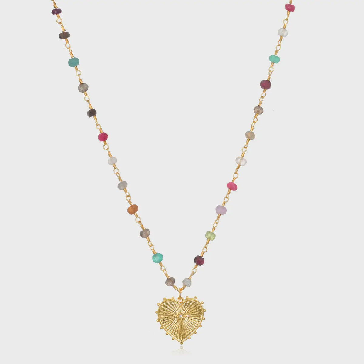 Rainbow Heart Charm Necklace