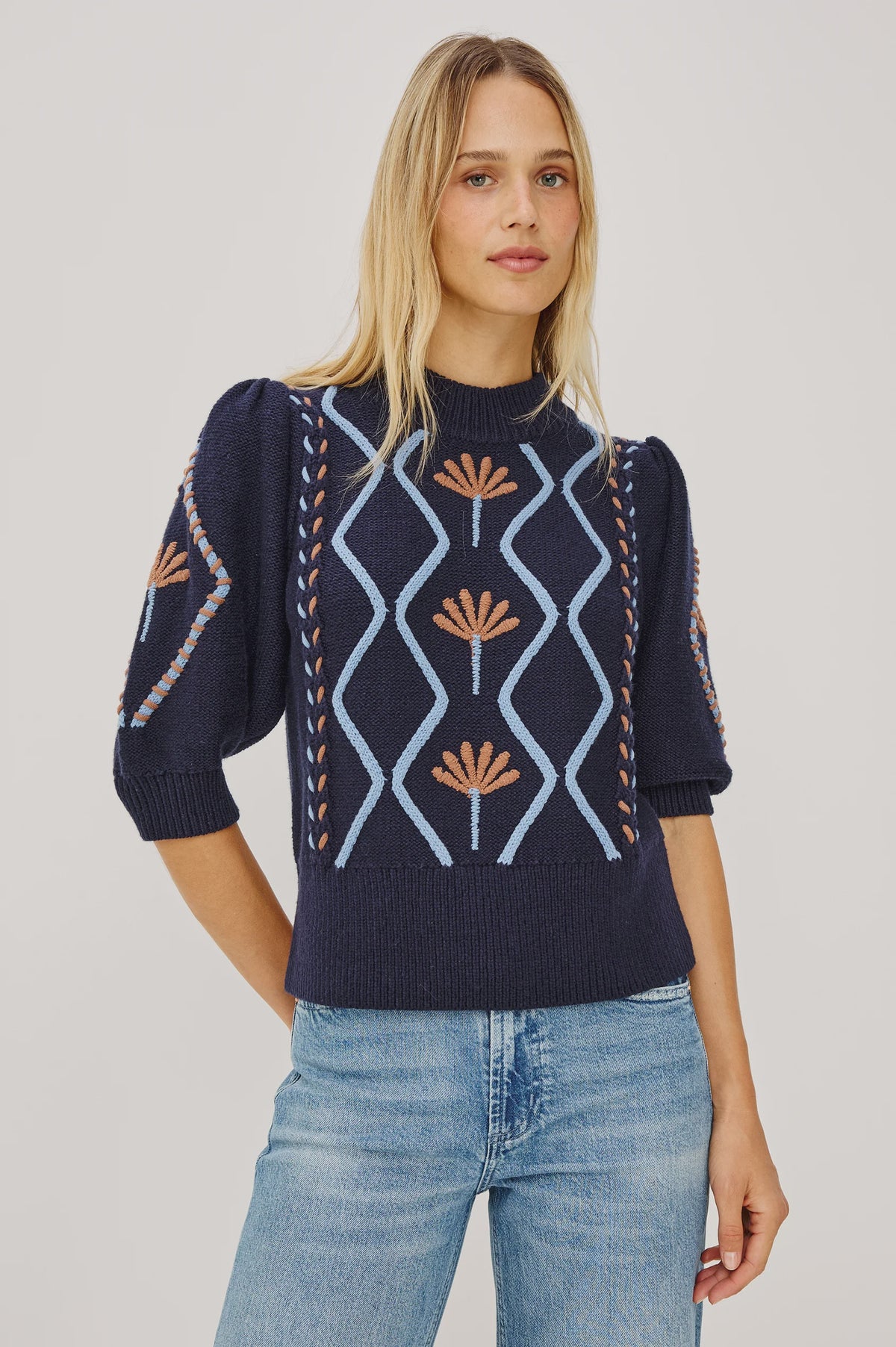 Addy Sweater in Floral Cables