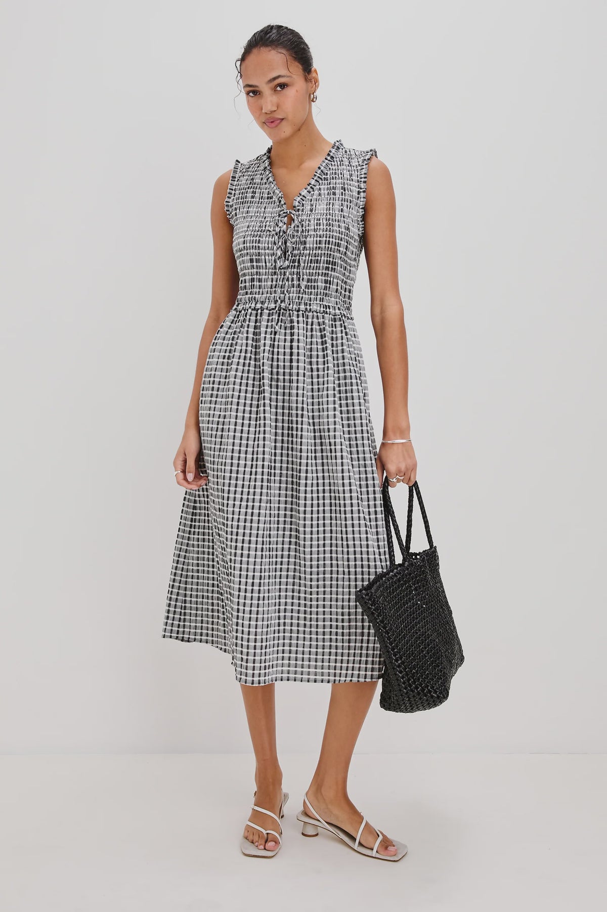 Adine Dress in Ash Seersucker by Rails at waterlilyshop.com