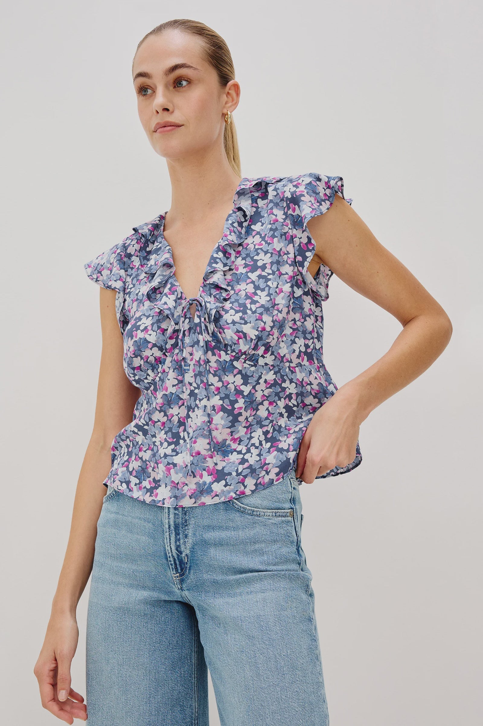 Carmine Top in Blue Blossom by Rails at waterlilyshop.com