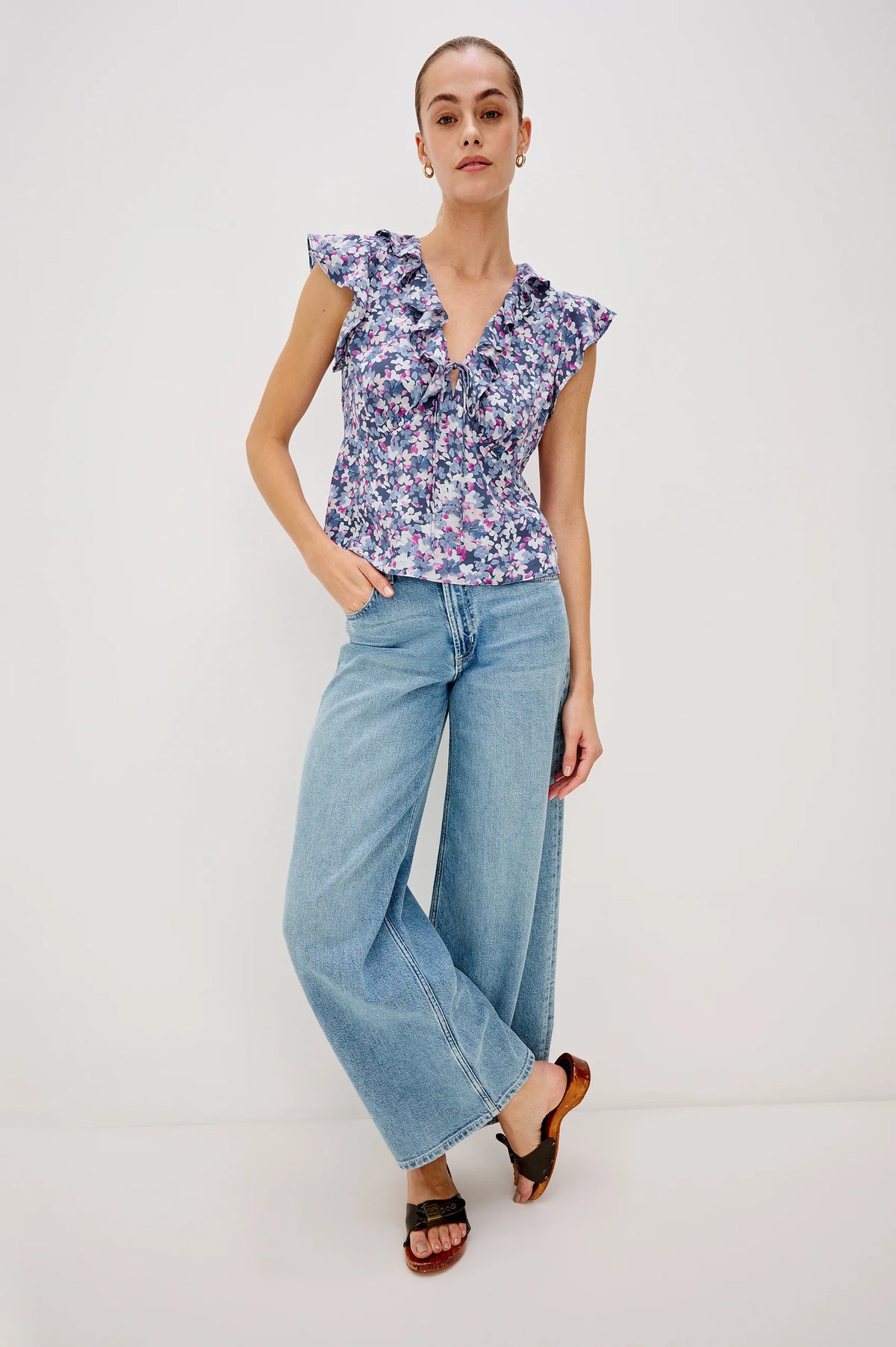 Carmine Top in Blue Blossom by Rails at waterlilyshop.com