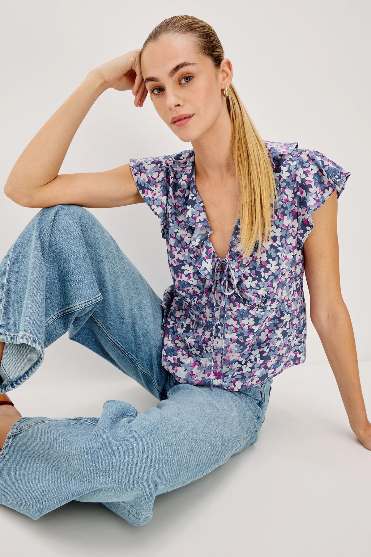 Carmine Top in Blue Blossom by Rails at waterlilyshop.com