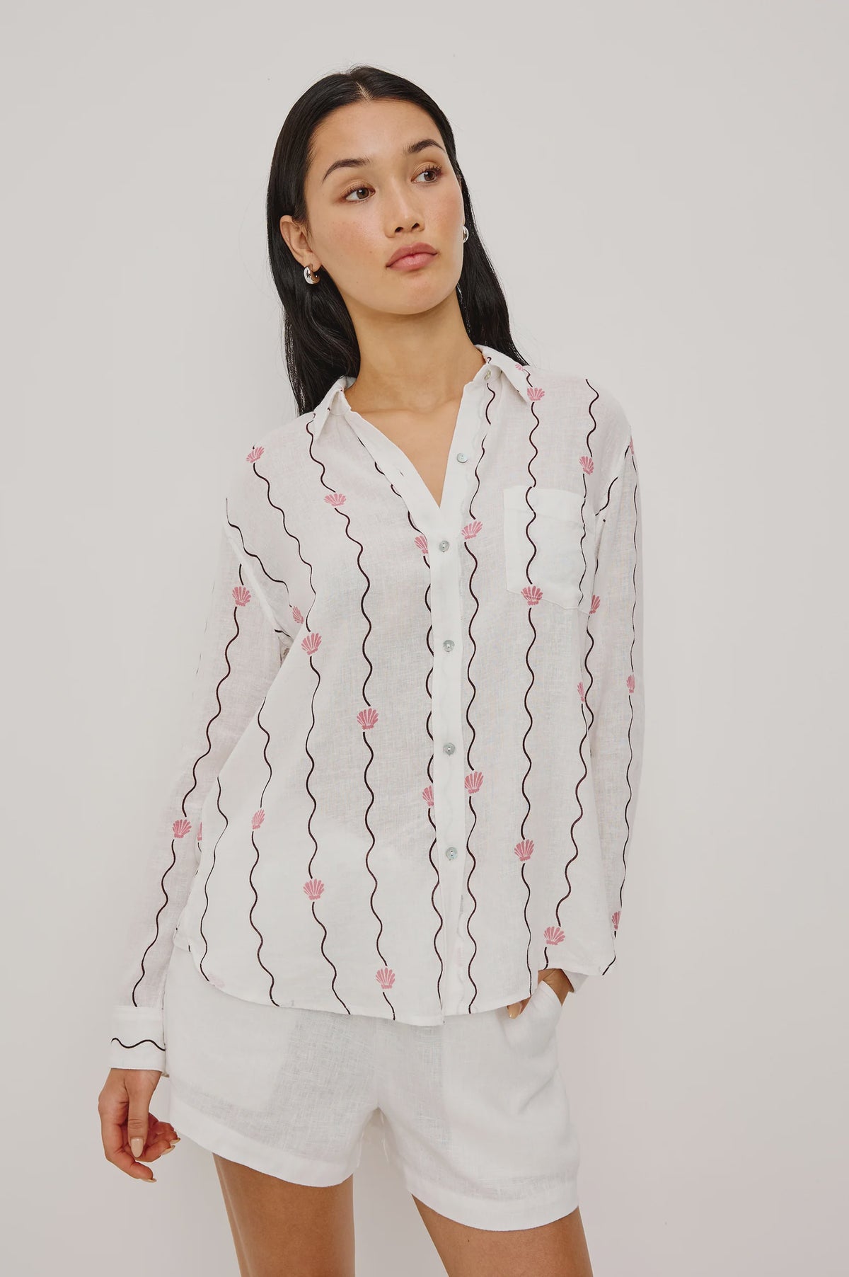 Charli Shirt in Striped Seashells
