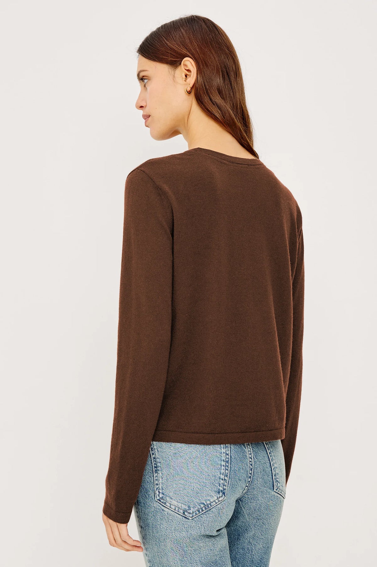 Cotton Cashmere Long Sleeve Tee Espresso