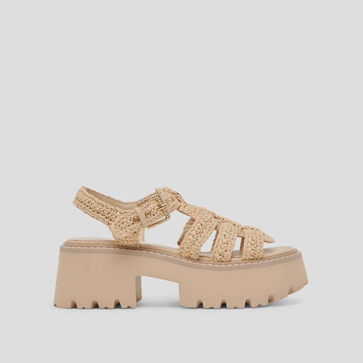 Latice Platform Sandal in Natural