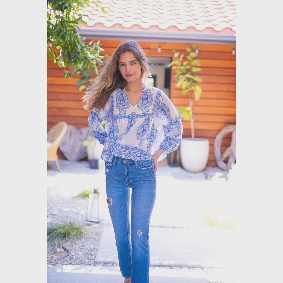 Stella Top in Blue Paisley