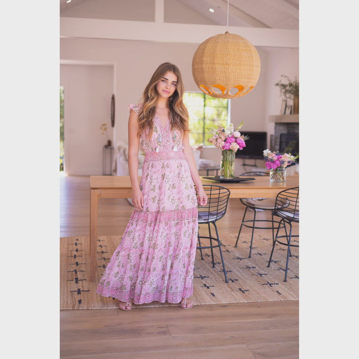Annabelle Maxi in Pink Green