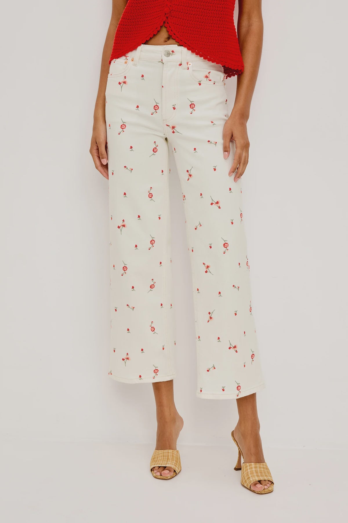 Getty Crop in Ecru Romantic Floral
