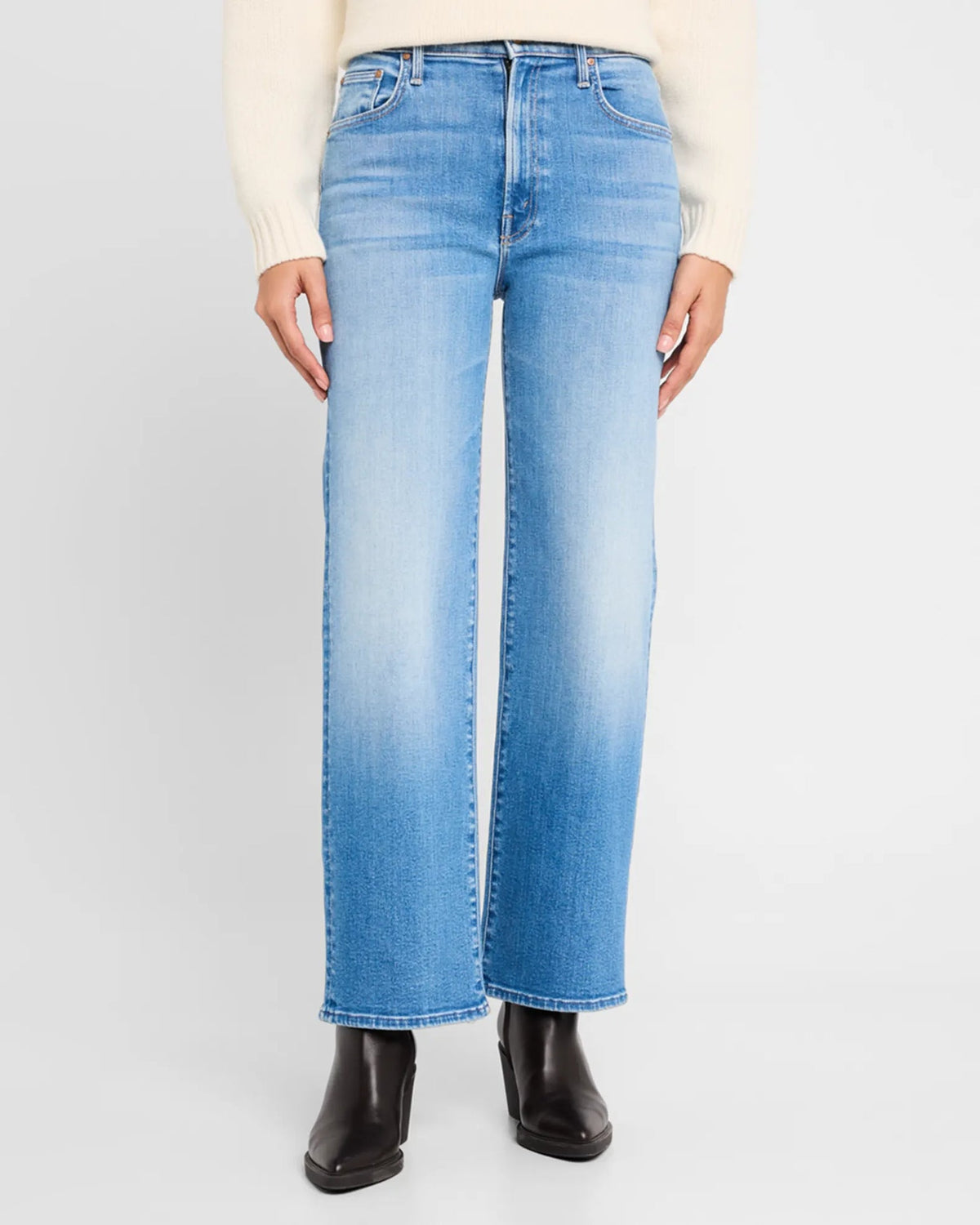 Mother Jeans Rambler Zip Flood in Read Between the Lines at waterlilyshop