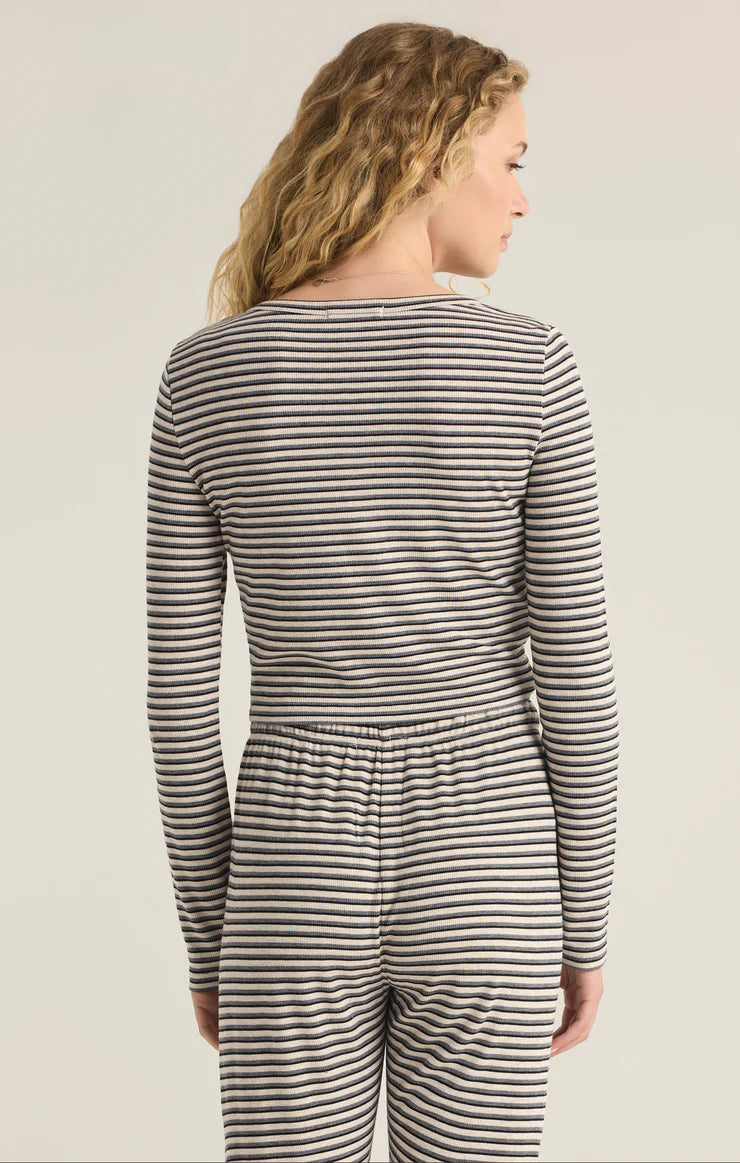 Constance Stripe LS Top in Oatmeal Heather