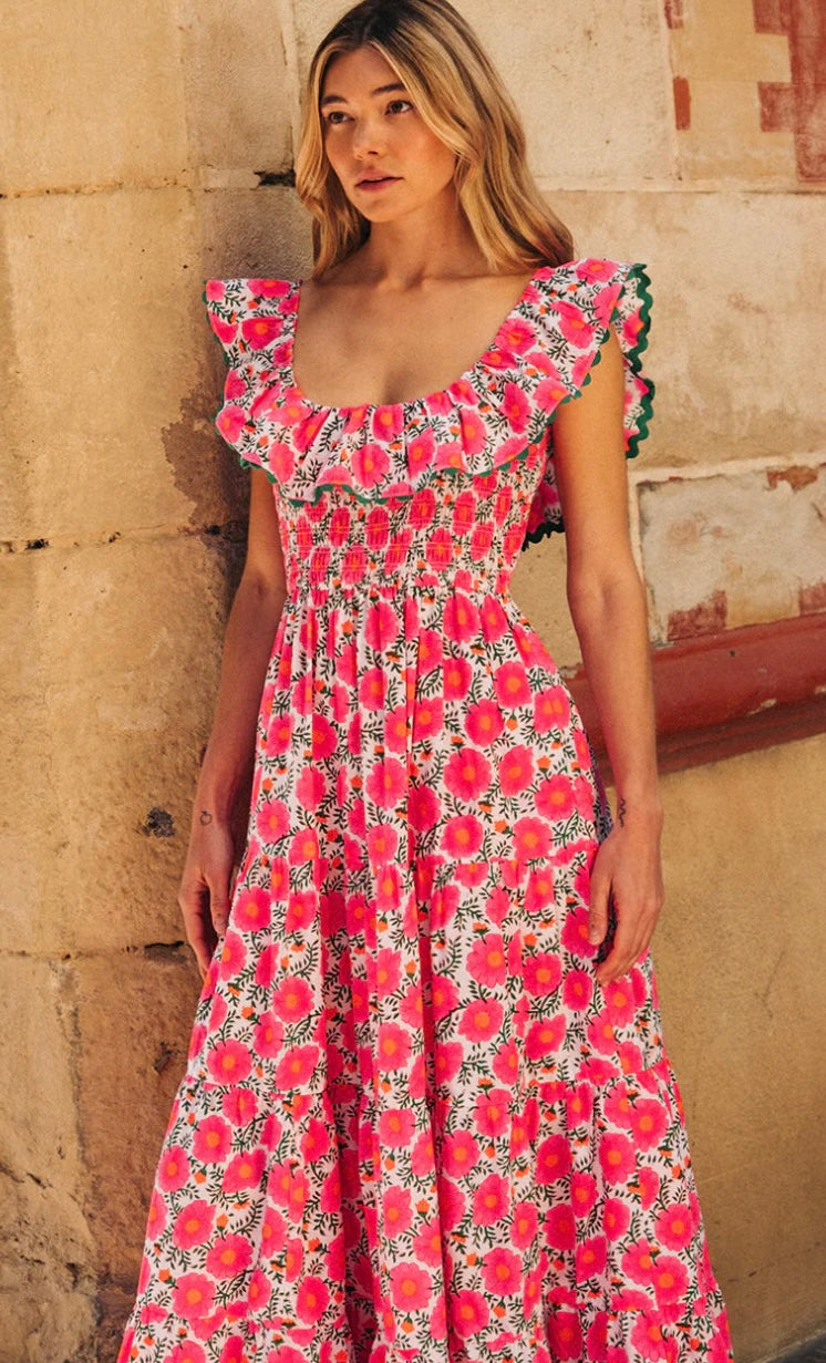 Susie Dress in Neon Poppy