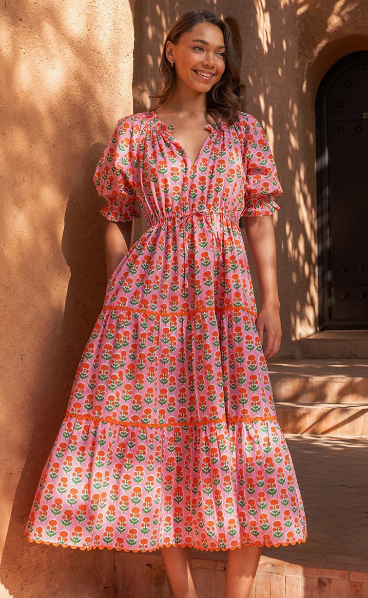 Calypso Dress in Marigold Buta