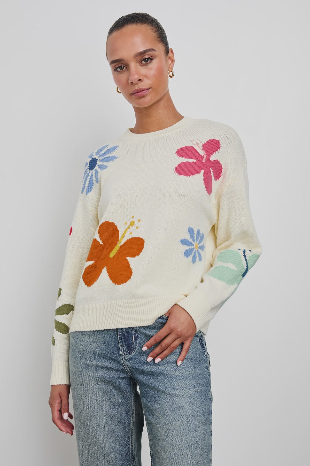 Zoey Sweater in Ivory Hibiscus