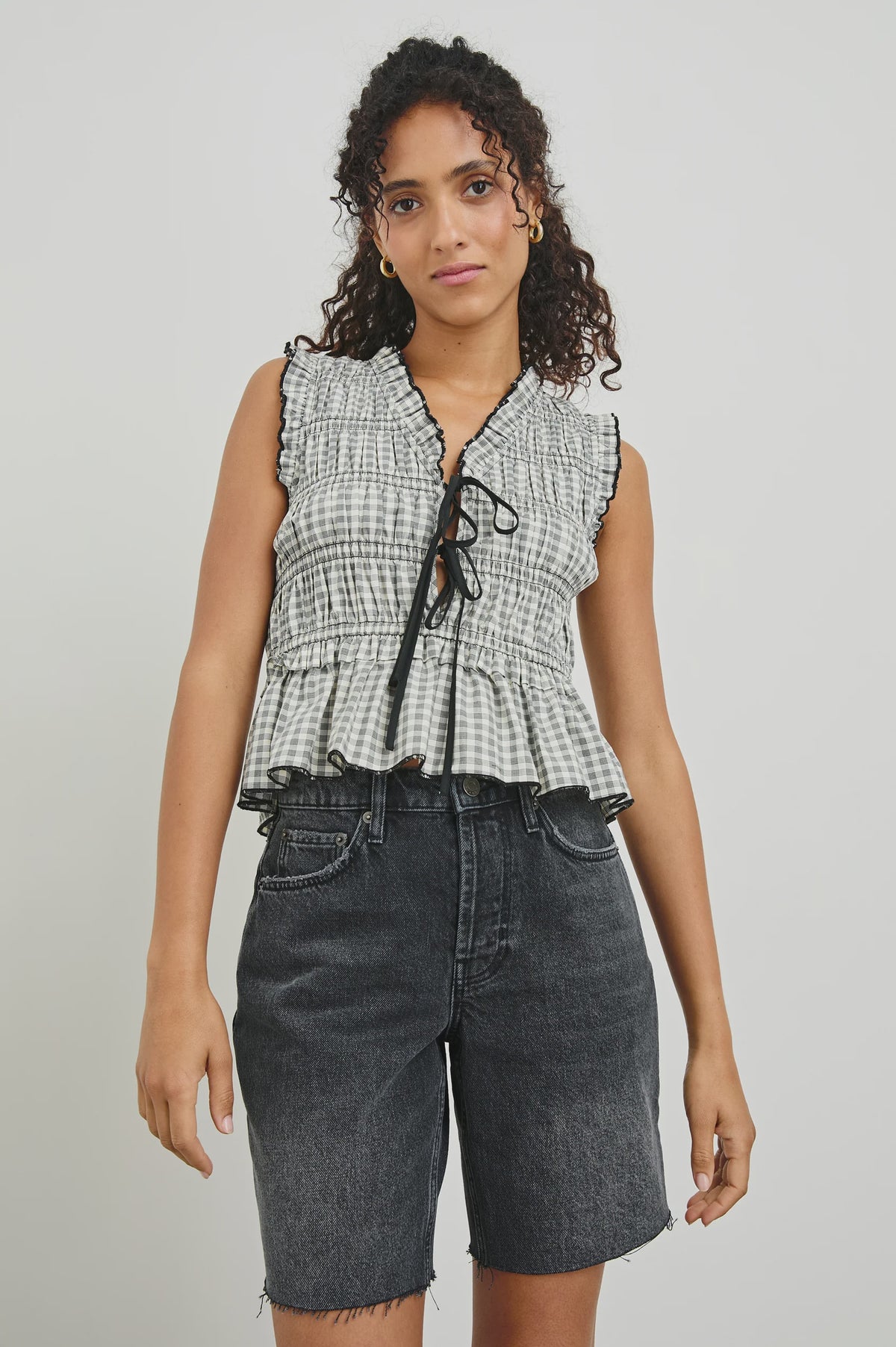 Martine Top in Ivory Jet Gingham