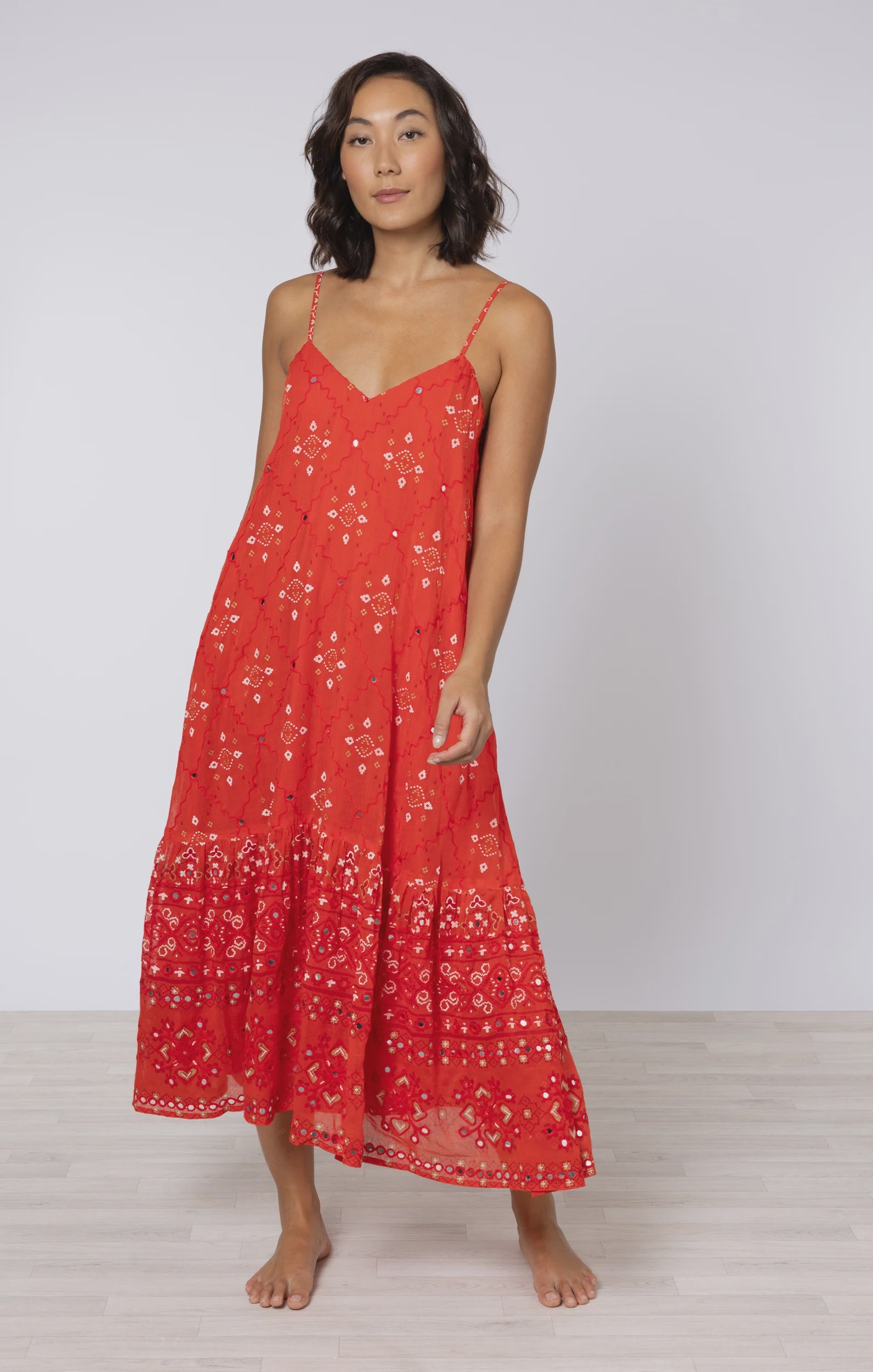 【NODRESS】red flower dress Gearoid Sleeveless Hollow Out Flowers Bandage Mini Dress