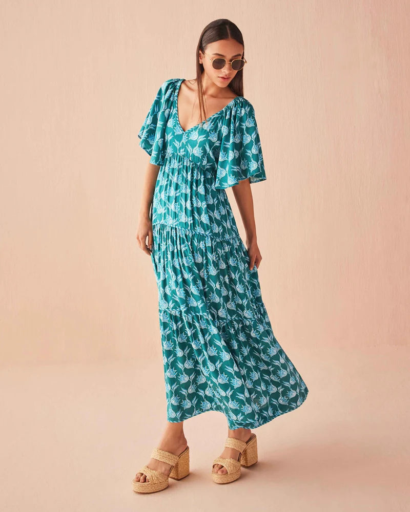 Hollis Dress in Nicobar Mantis
