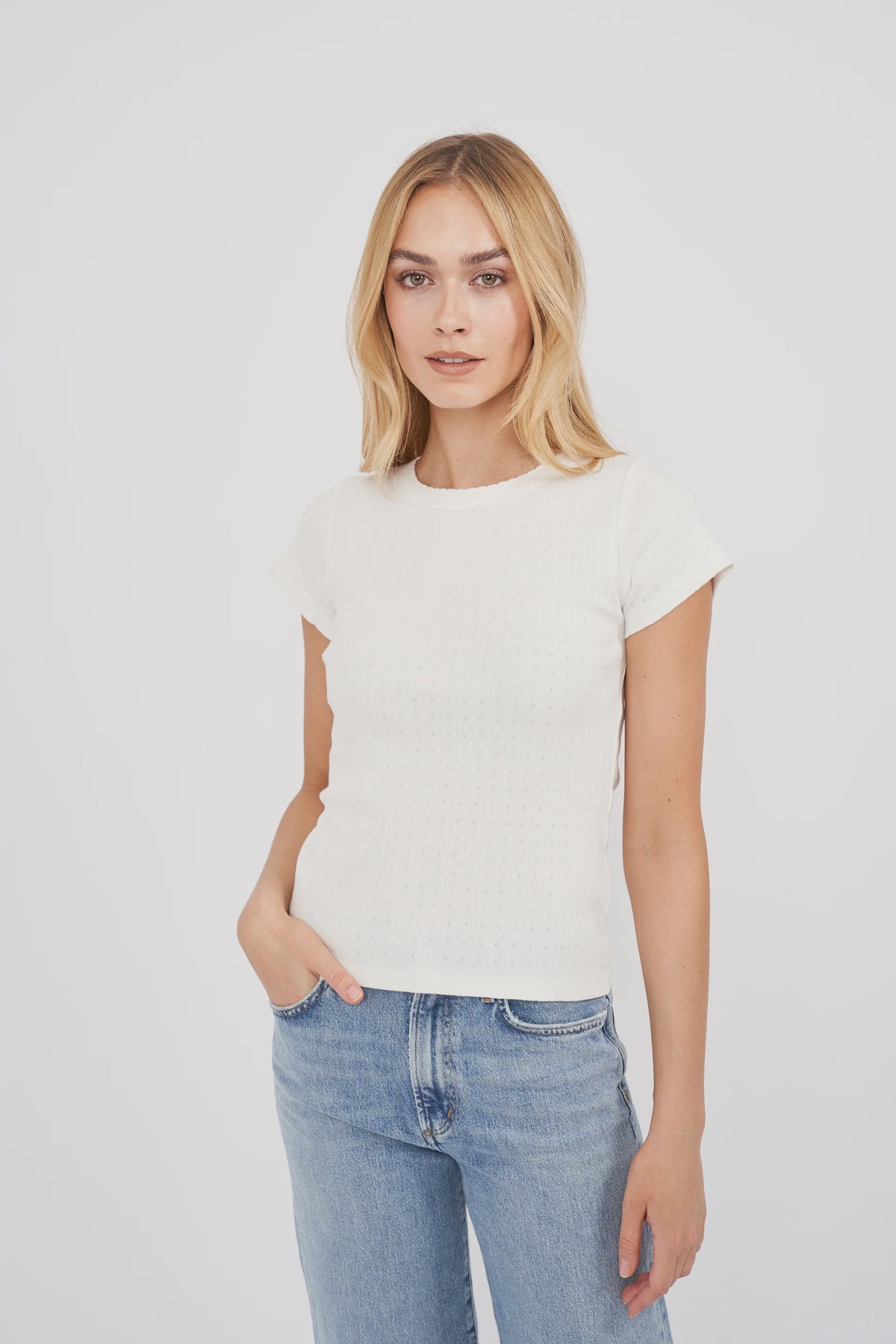 Pointelle Crewneck Tee