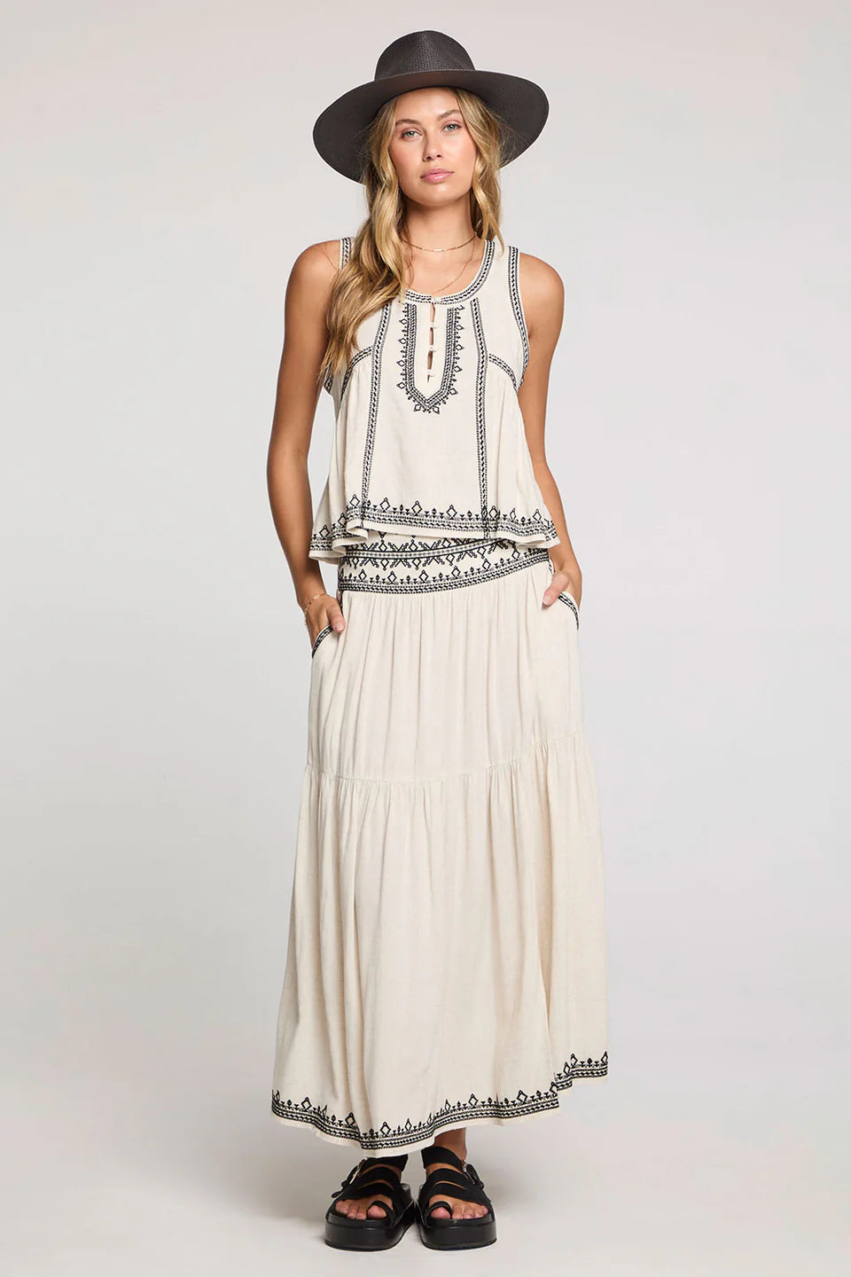 Jaelynn Natural Midi Skirt