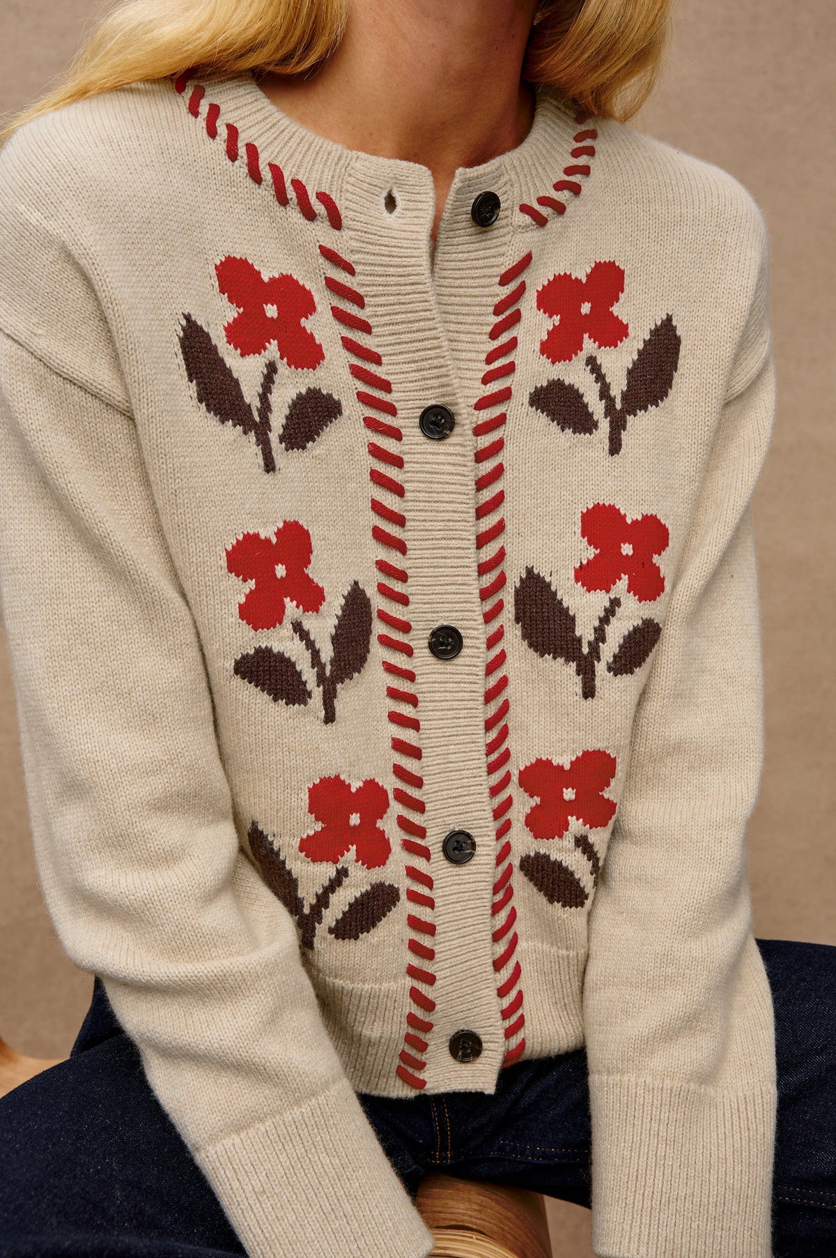 Rail&#39;s Mavie Carmine Flower Cardigan at waterlilyshop
