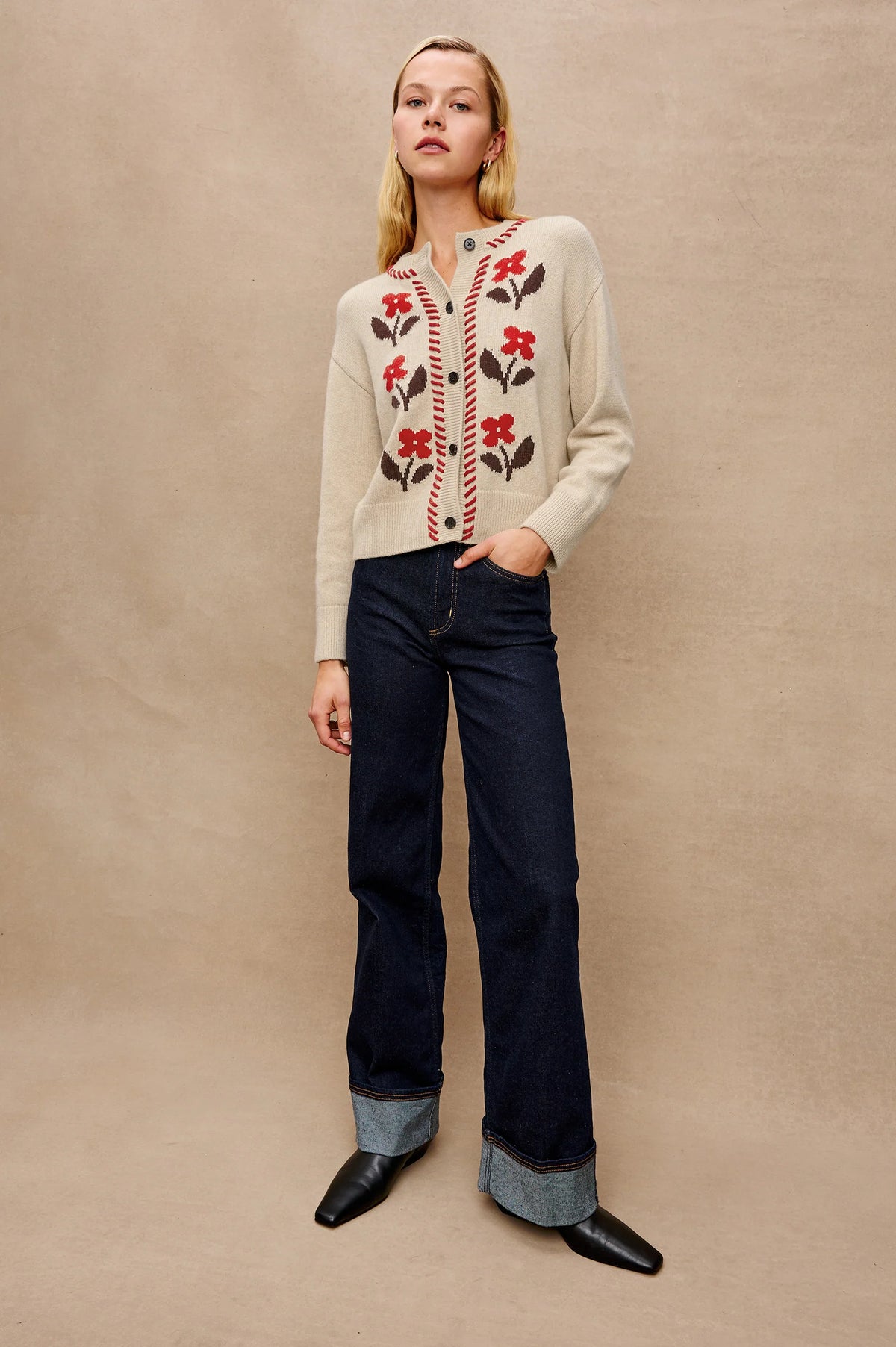 Rail&#39;s Mavie Carmine Flower Cardigan at waterlilyshop