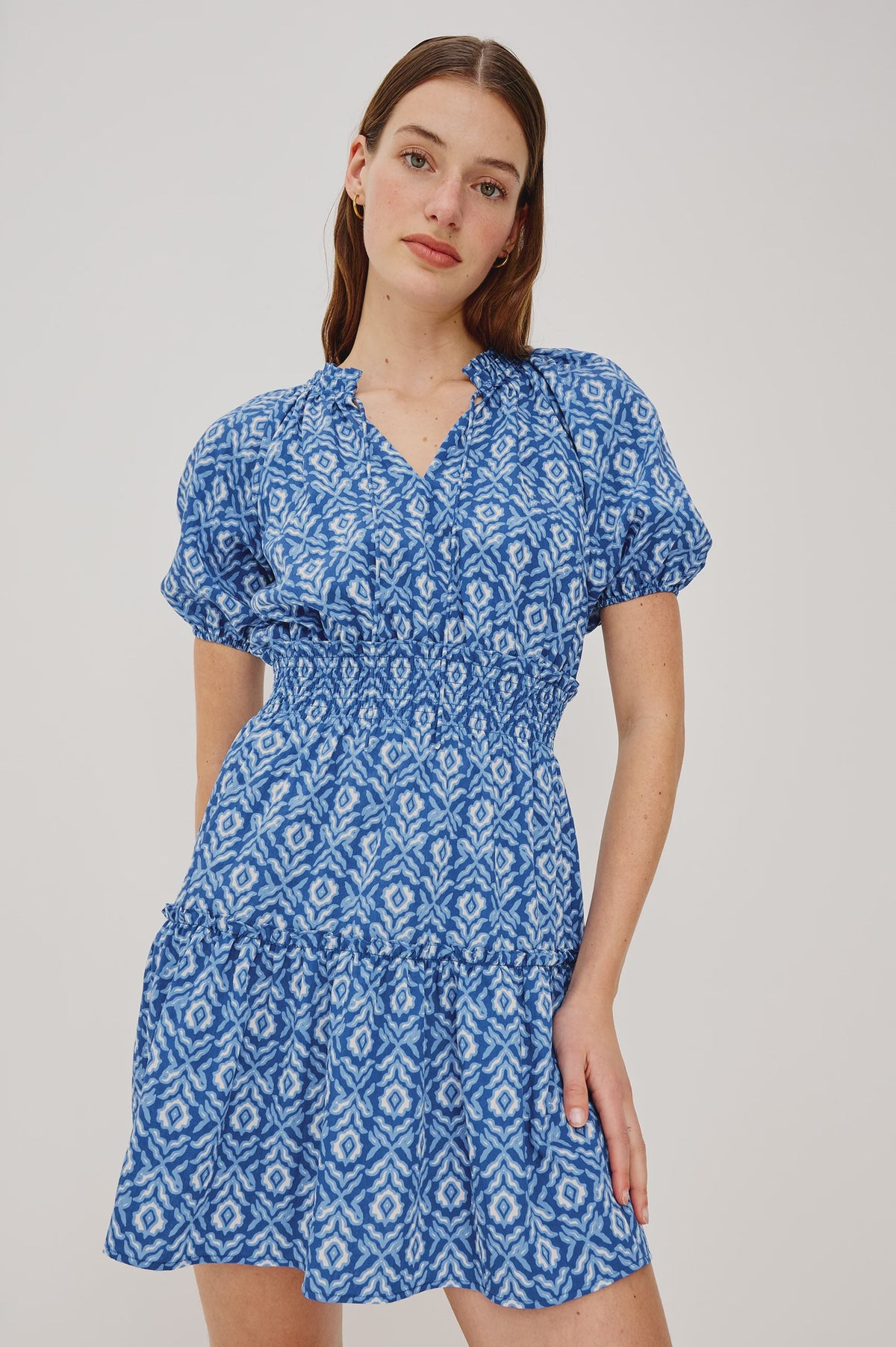 Fiorella Dress in Blue Ikat