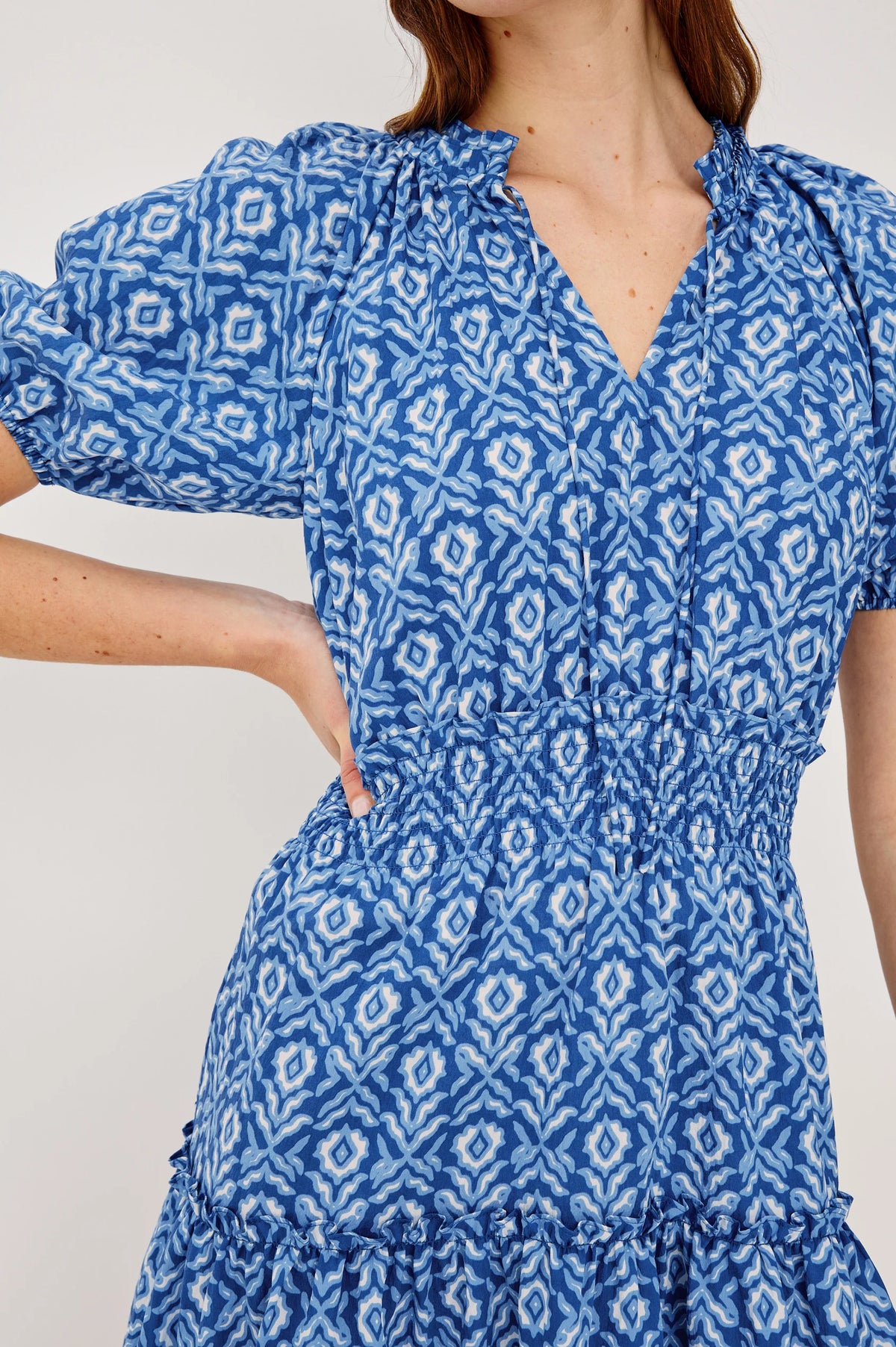 Fiorella Dress in Blue Ikat