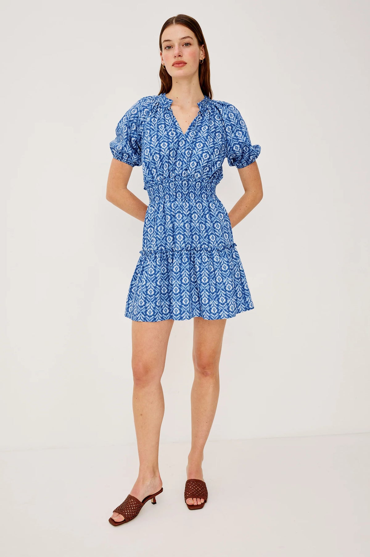 Fiorella Dress in Blue Ikat