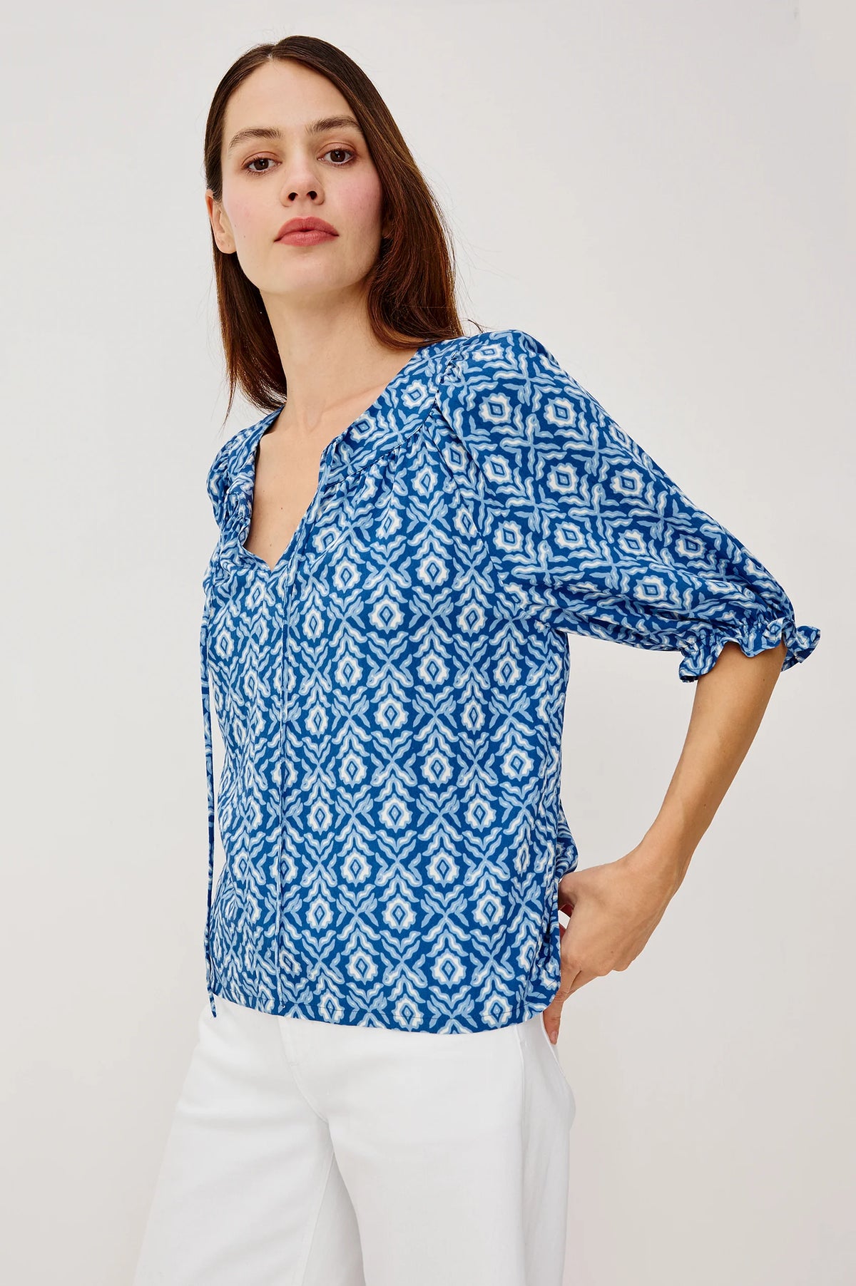 Belina Top in Blue Ikat