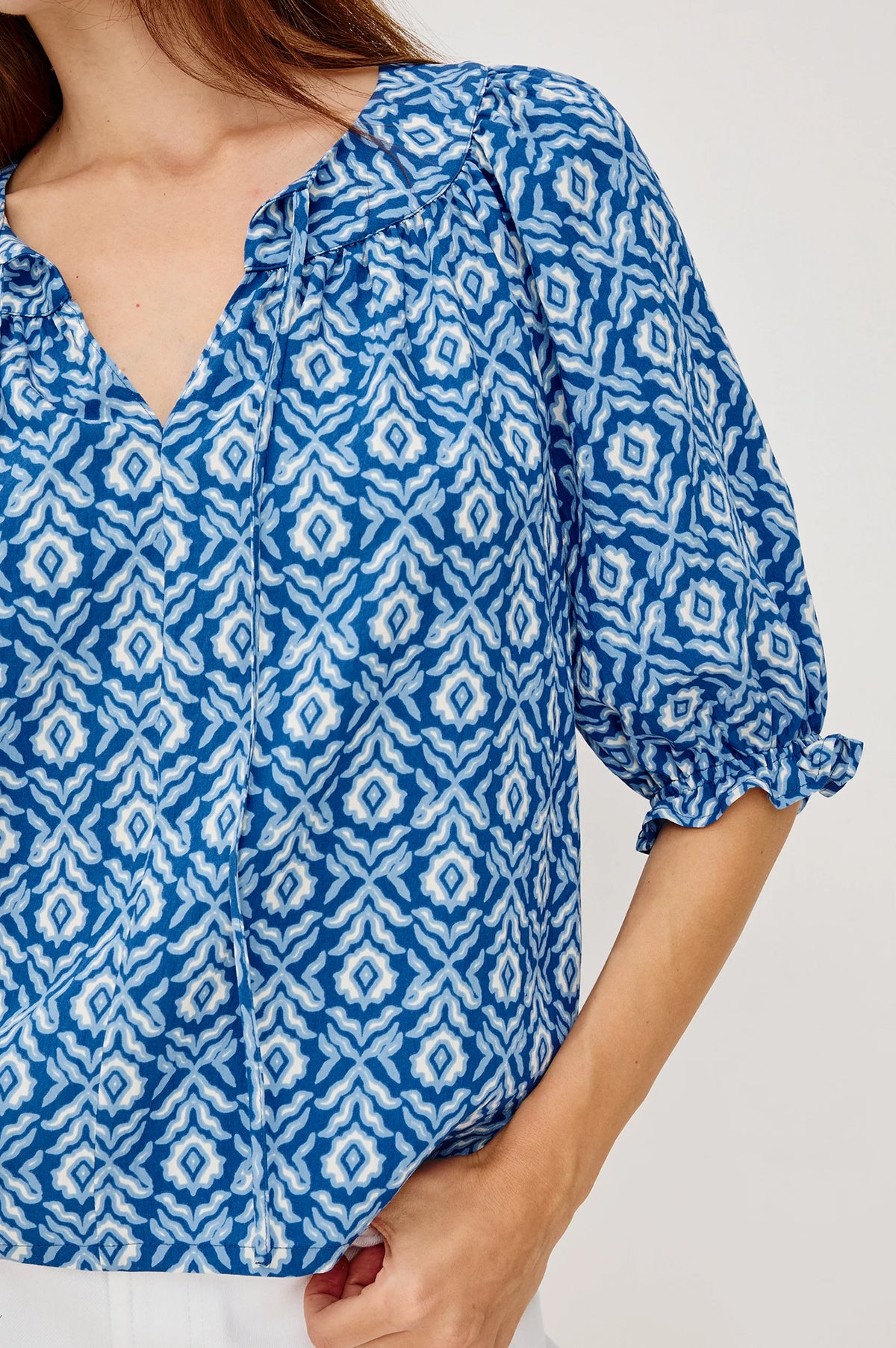 Belina Top in Blue Ikat