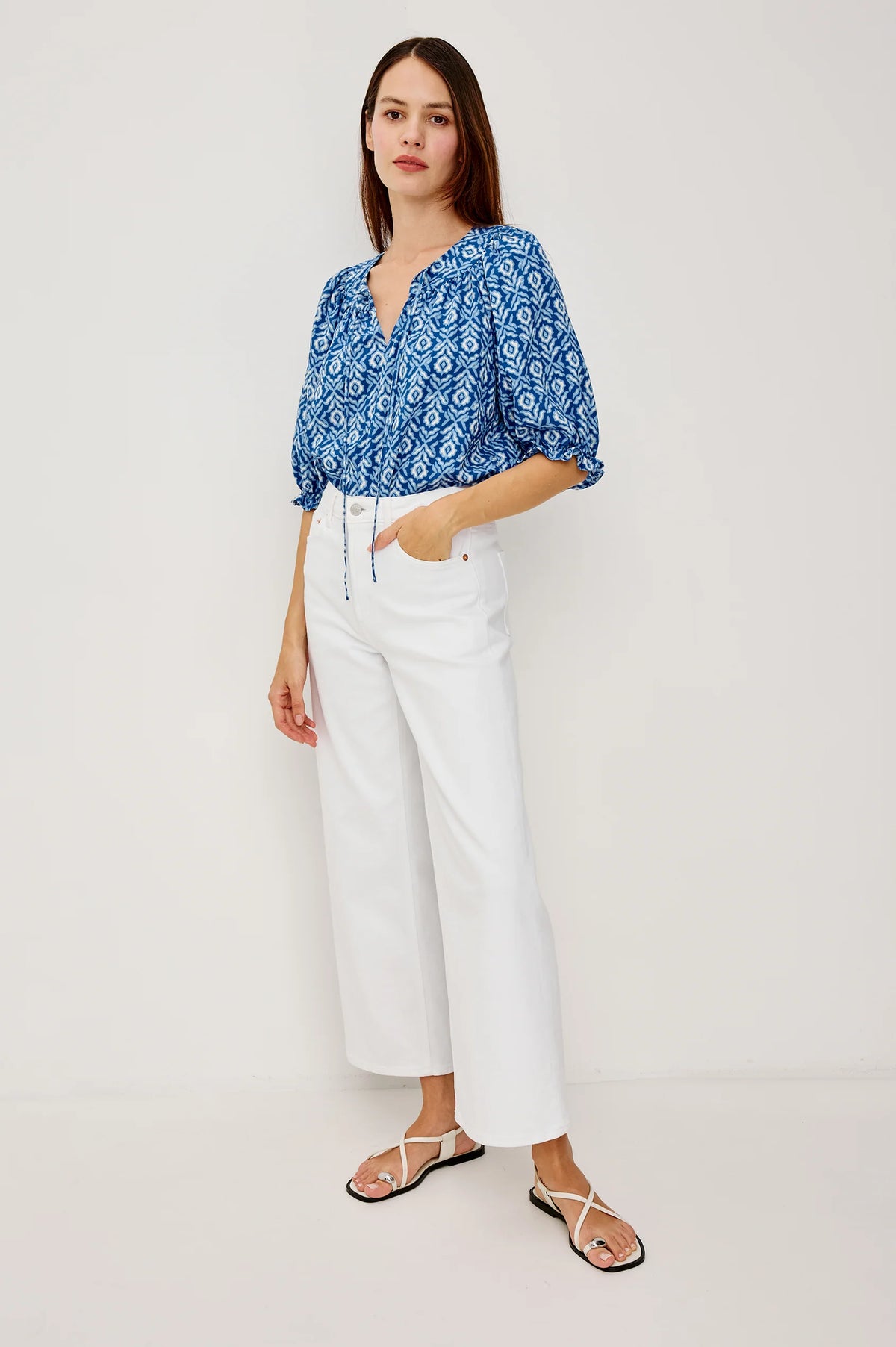 Belina Top in Blue Ikat
