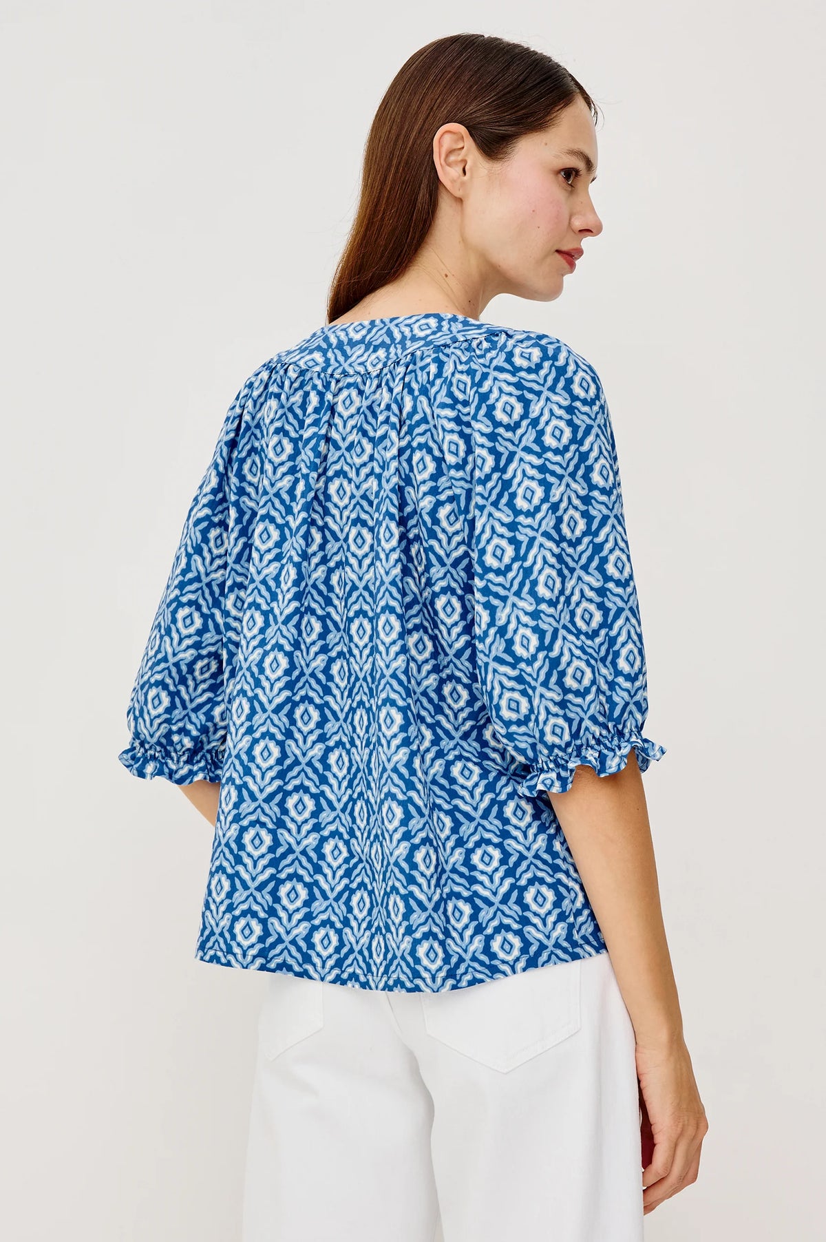 Belina Top in Blue Ikat