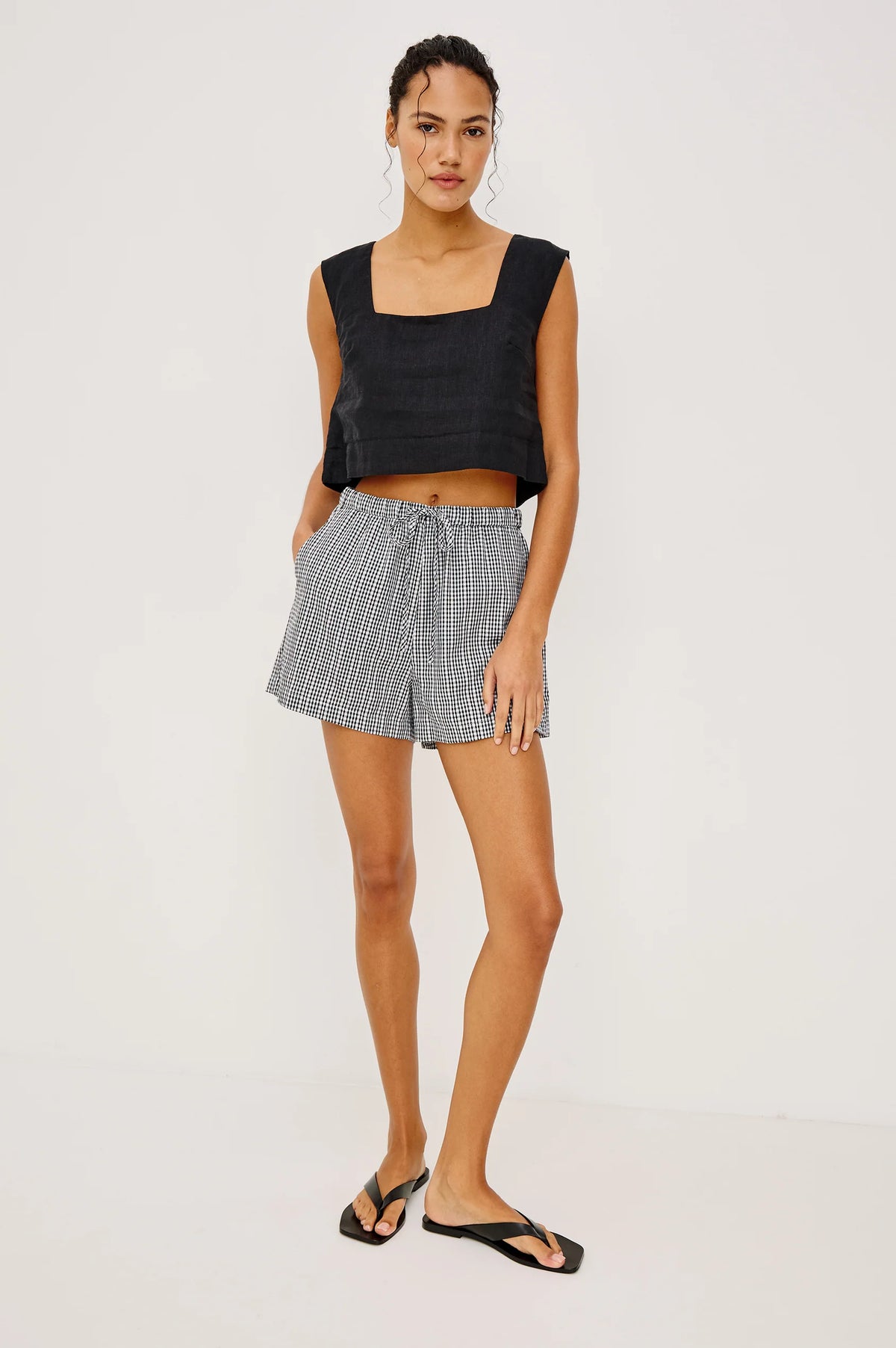 Jenner Shorts in Black Gingham