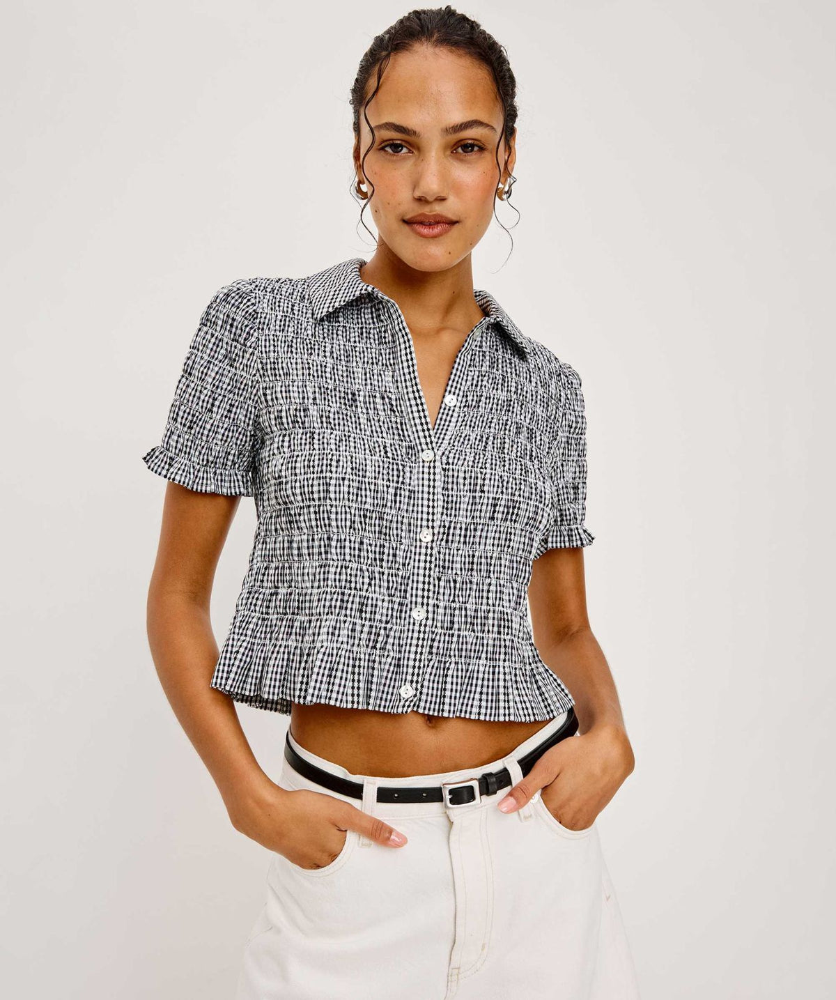 Alton Top in Black Gingham