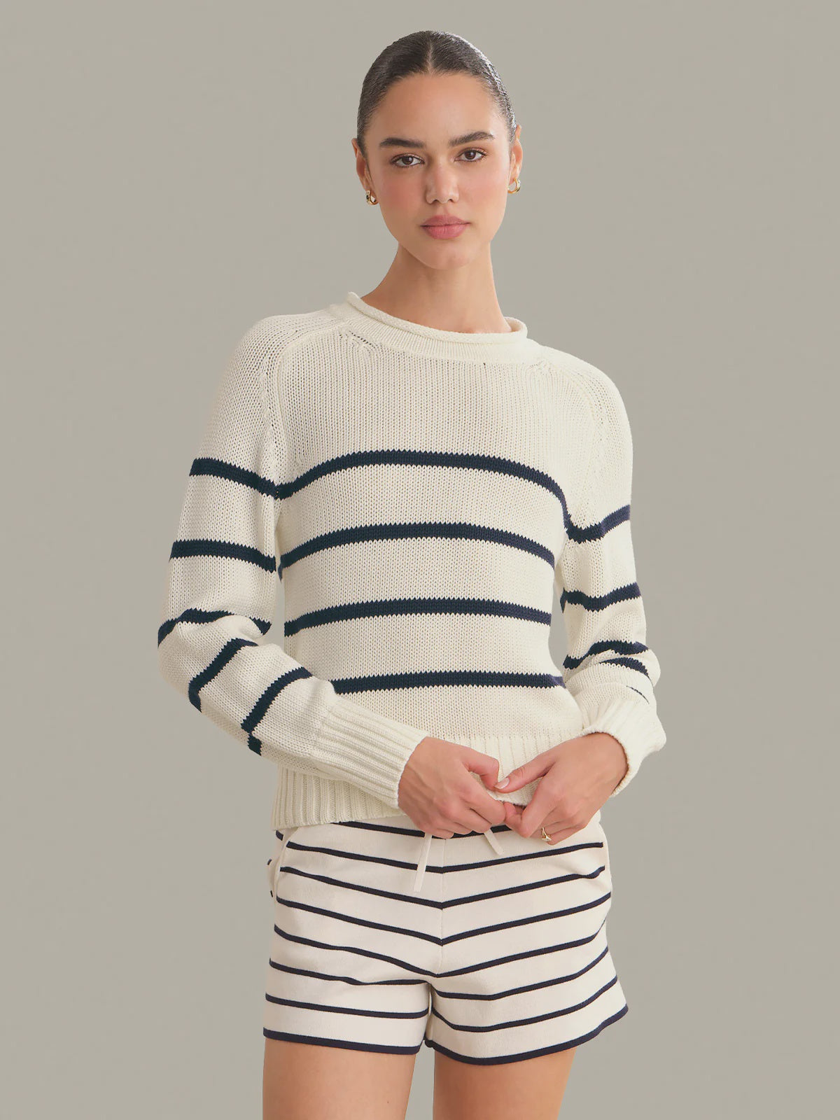 Coral Striped Pullover