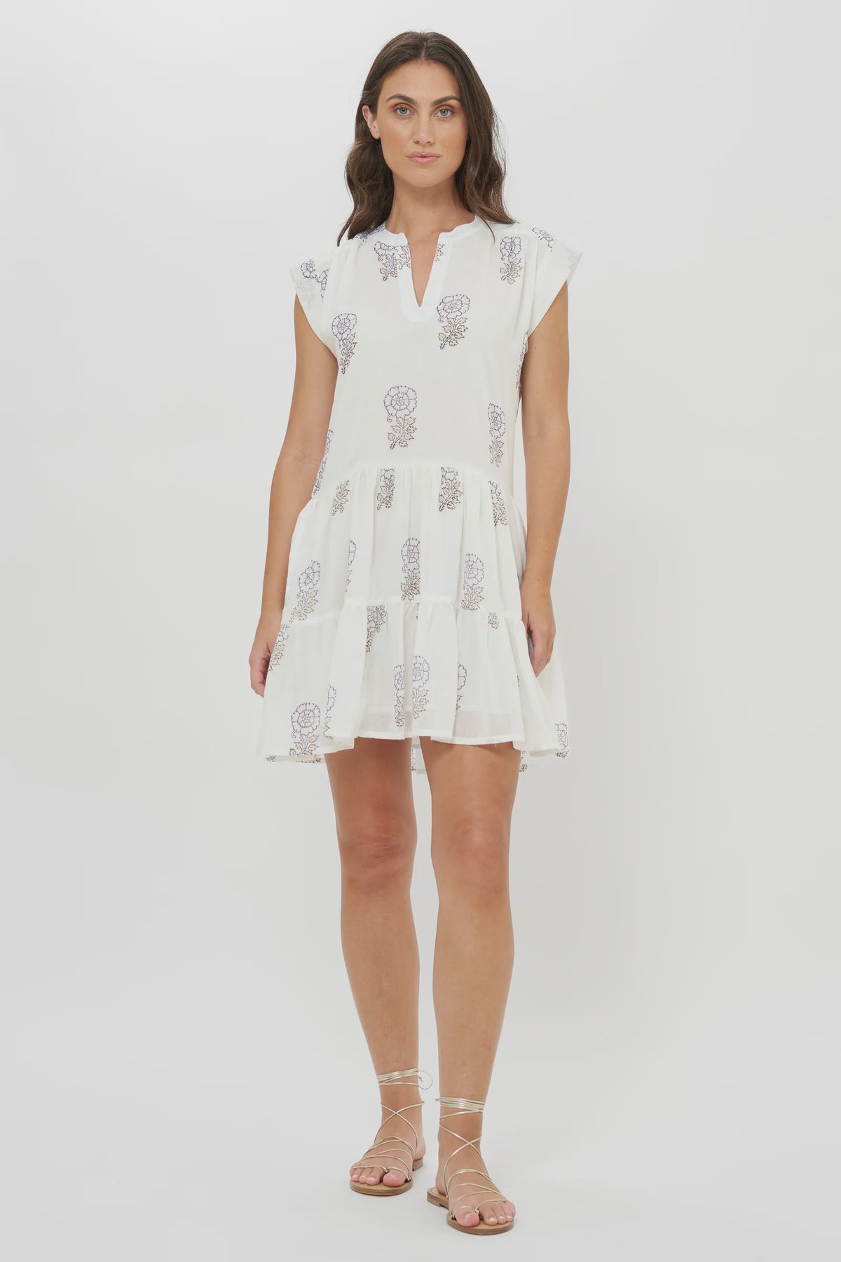 Roll Sleeve Dress in Leela Sky