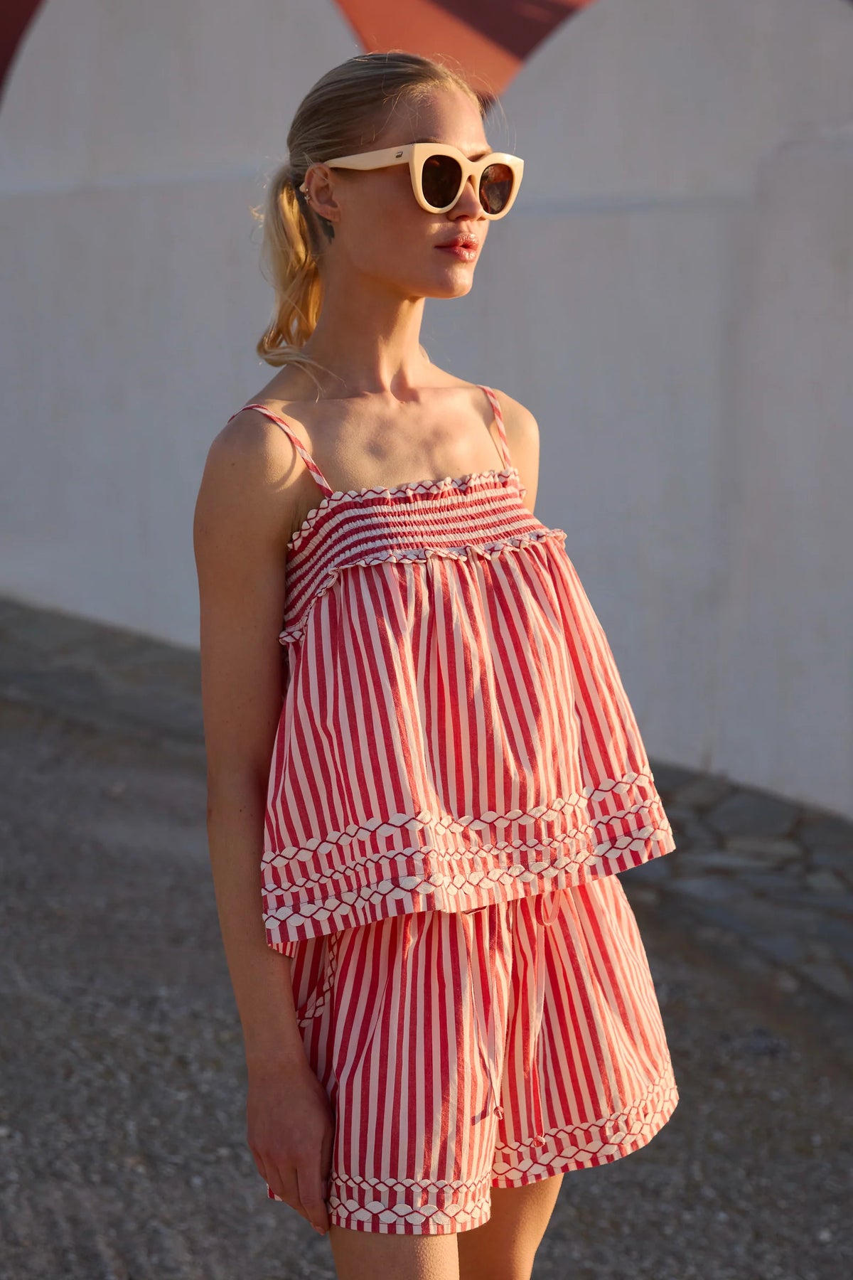 Sadie Top in Sconset Red
