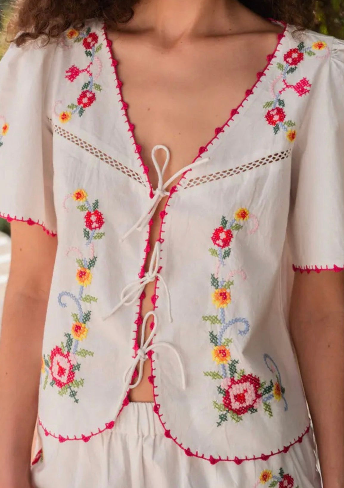 Gia Top in Rose Cross Stitch