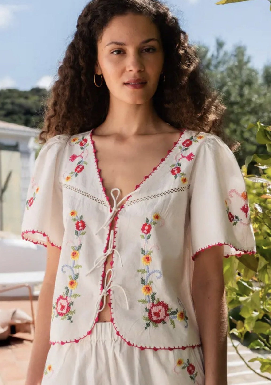 Gia Top in Rose Cross Stitch
