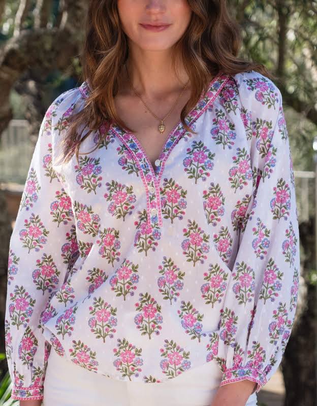 Boho Blouse in Schiffly Folk Posey