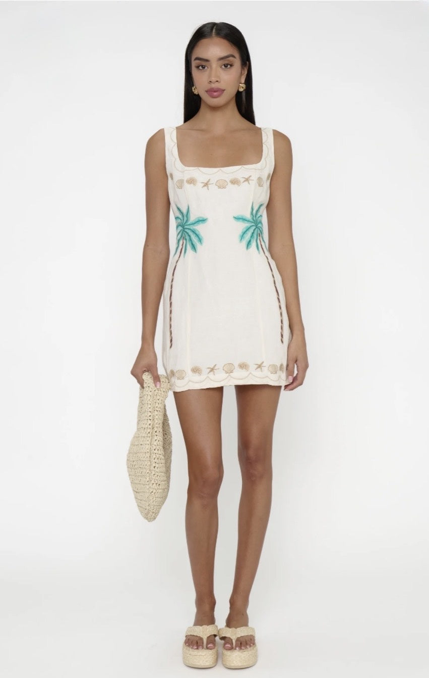 Steph Mini Dress in Beachfront Embroidery