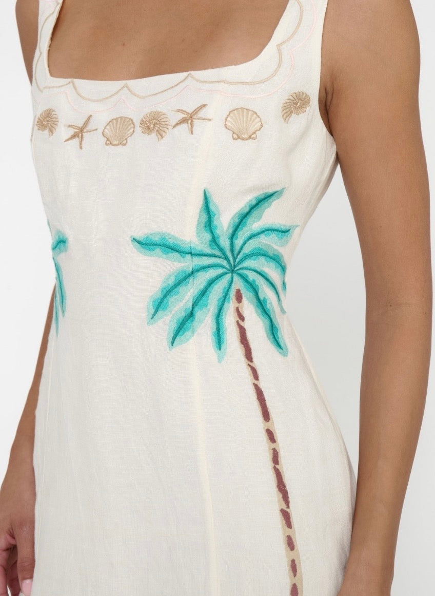 Steph Mini Dress in Beachfront Embroidery