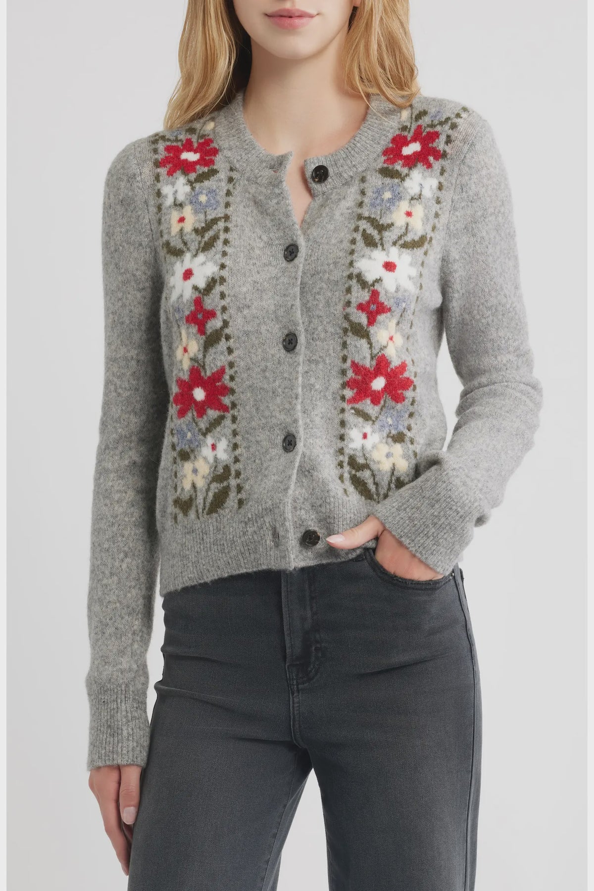 Millie Sweater in Grey Flora