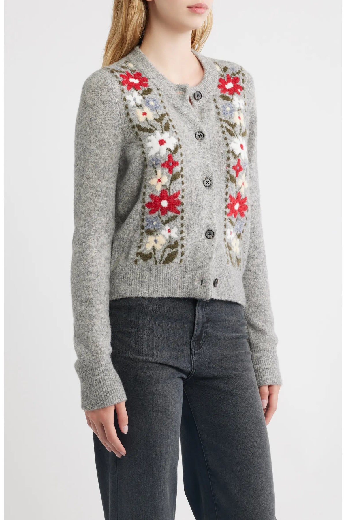 Millie Sweater in Grey Flora