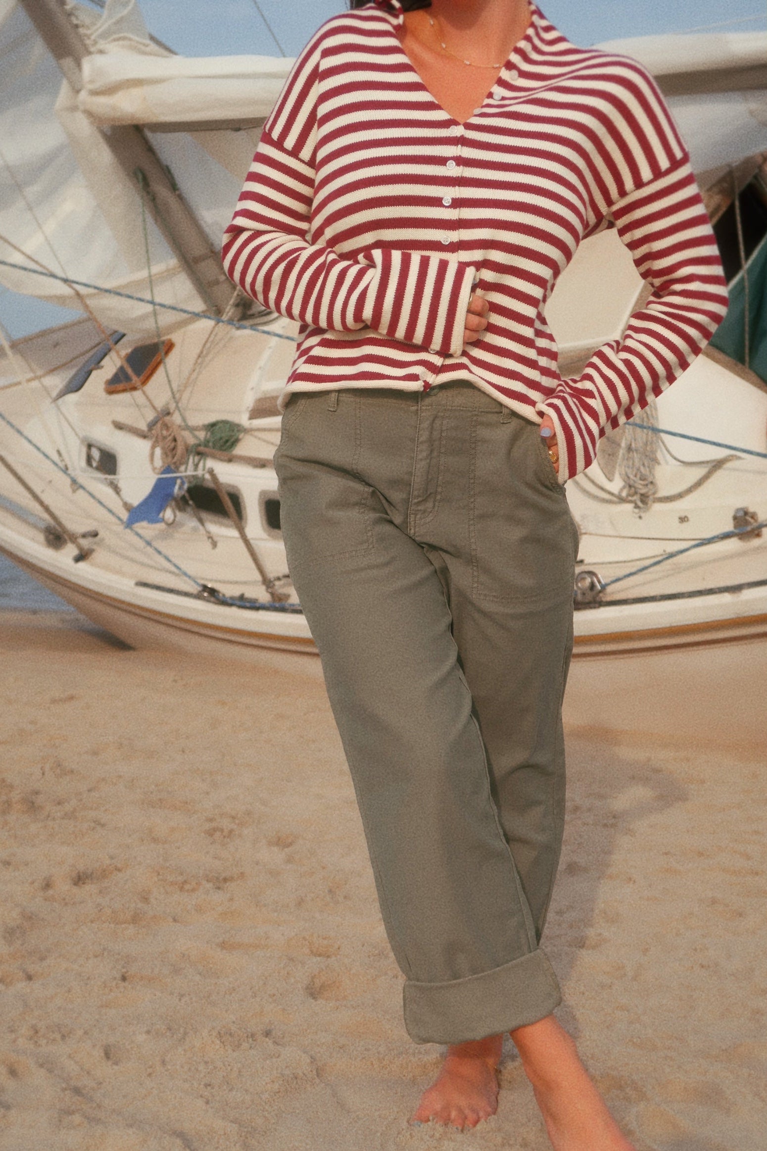 Scarlet Stripe Fall Cardiga at waterlilyshop.com