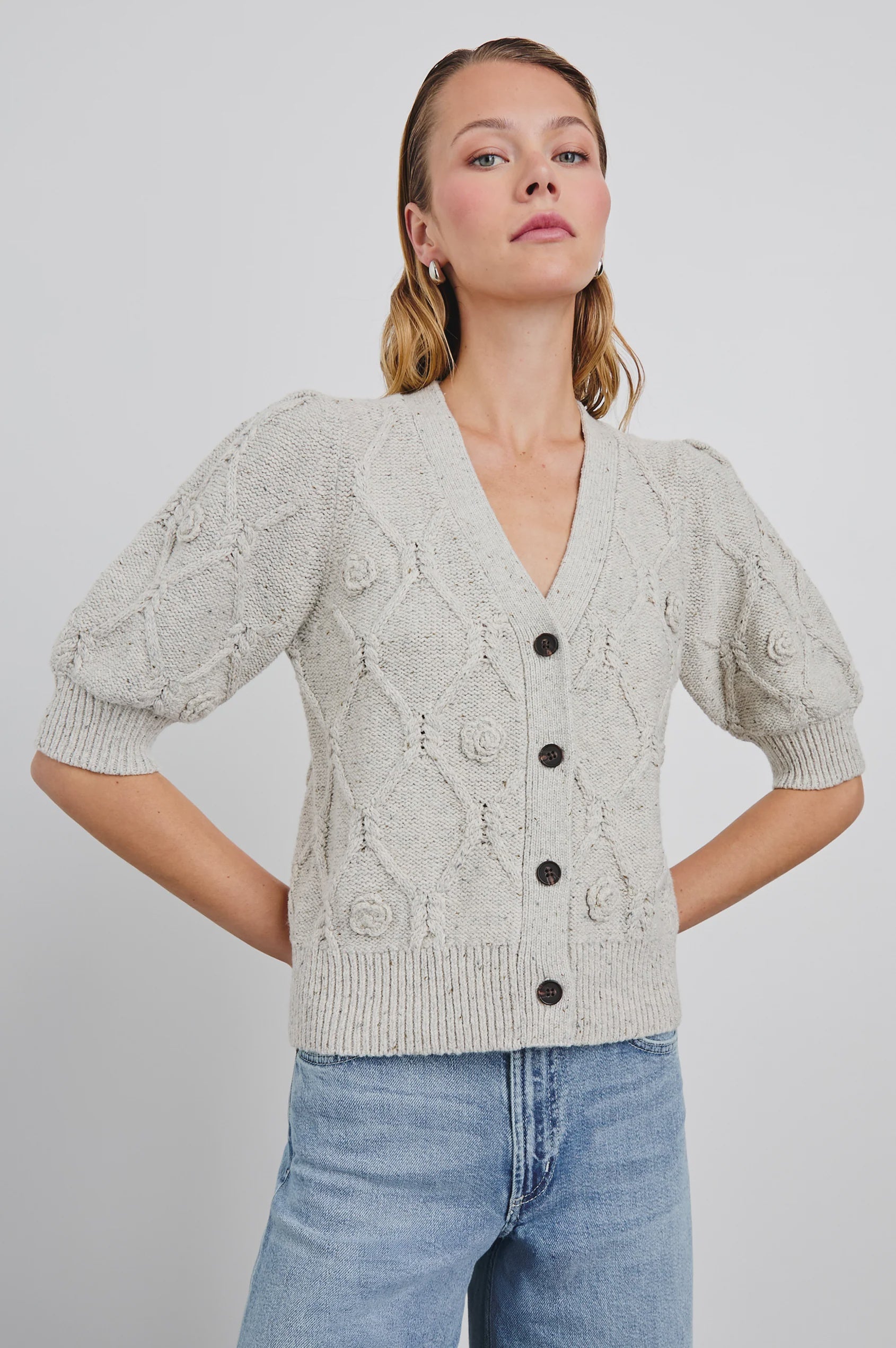 Rails Isla Sweater in Grey with Crochet