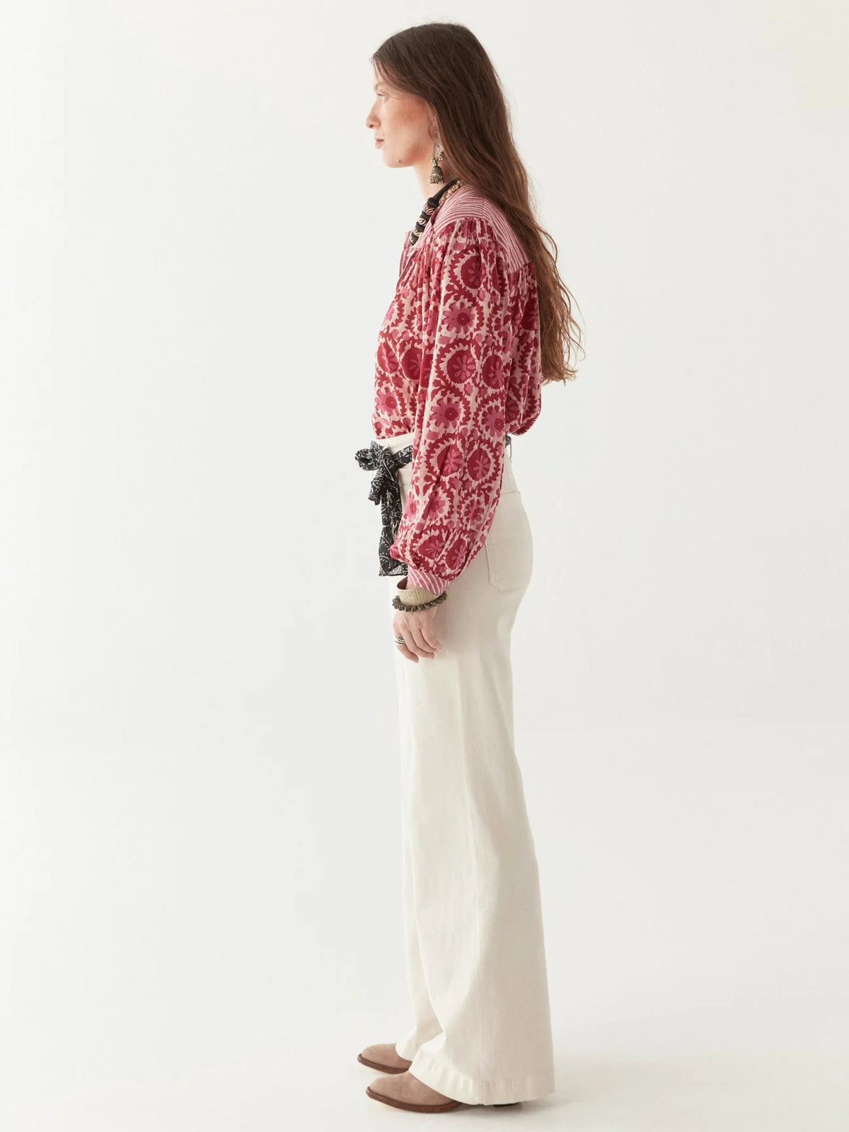 Leandra Blouse in Flamingo Grooves from Maison Hotel