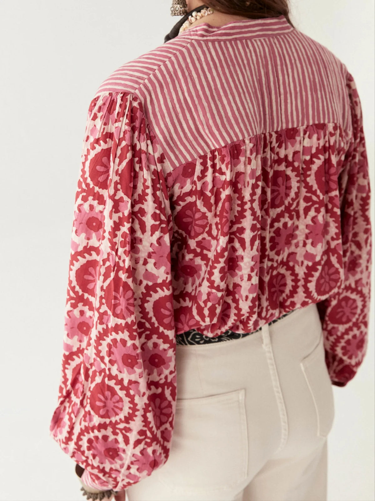 Leandra Blouse in Flamingo Grooves from Maison Hotel