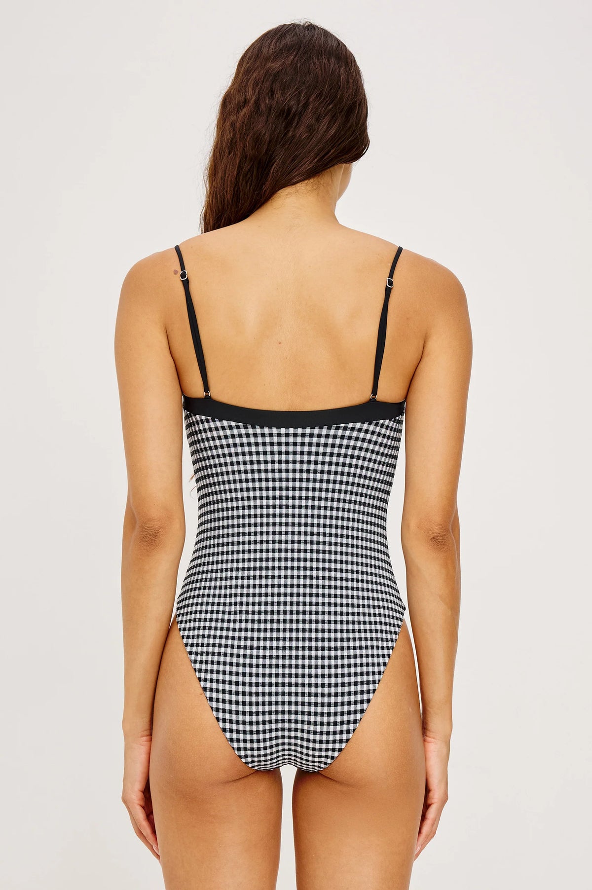 Marbella One Piece in Black White Gingham by Rails