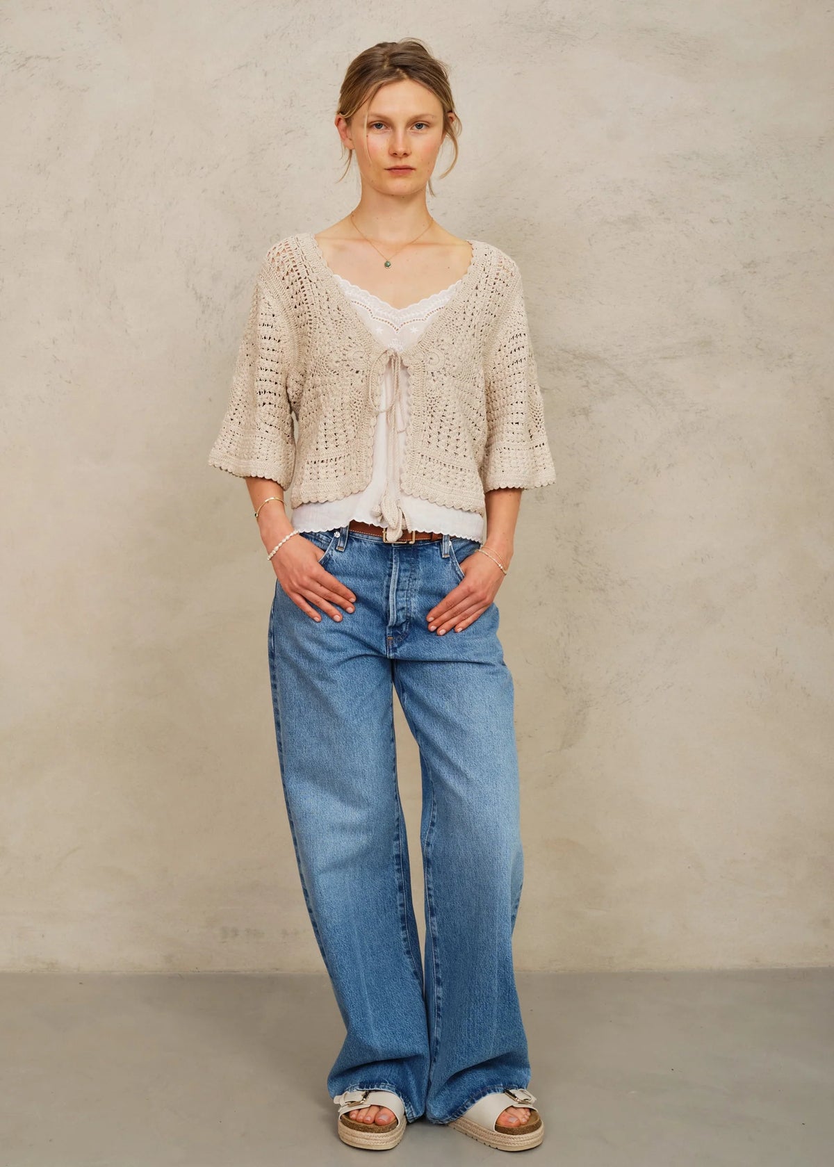 Mango Crochet Cropped Cardigan from Mabe